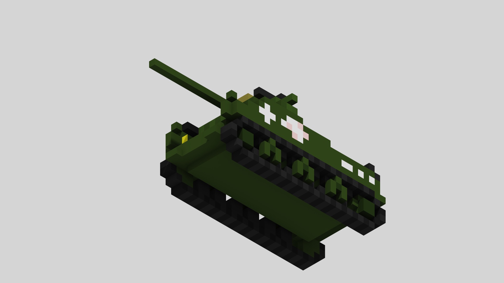 M4 Sherman Tank Voxel Low-poly 3D model_7