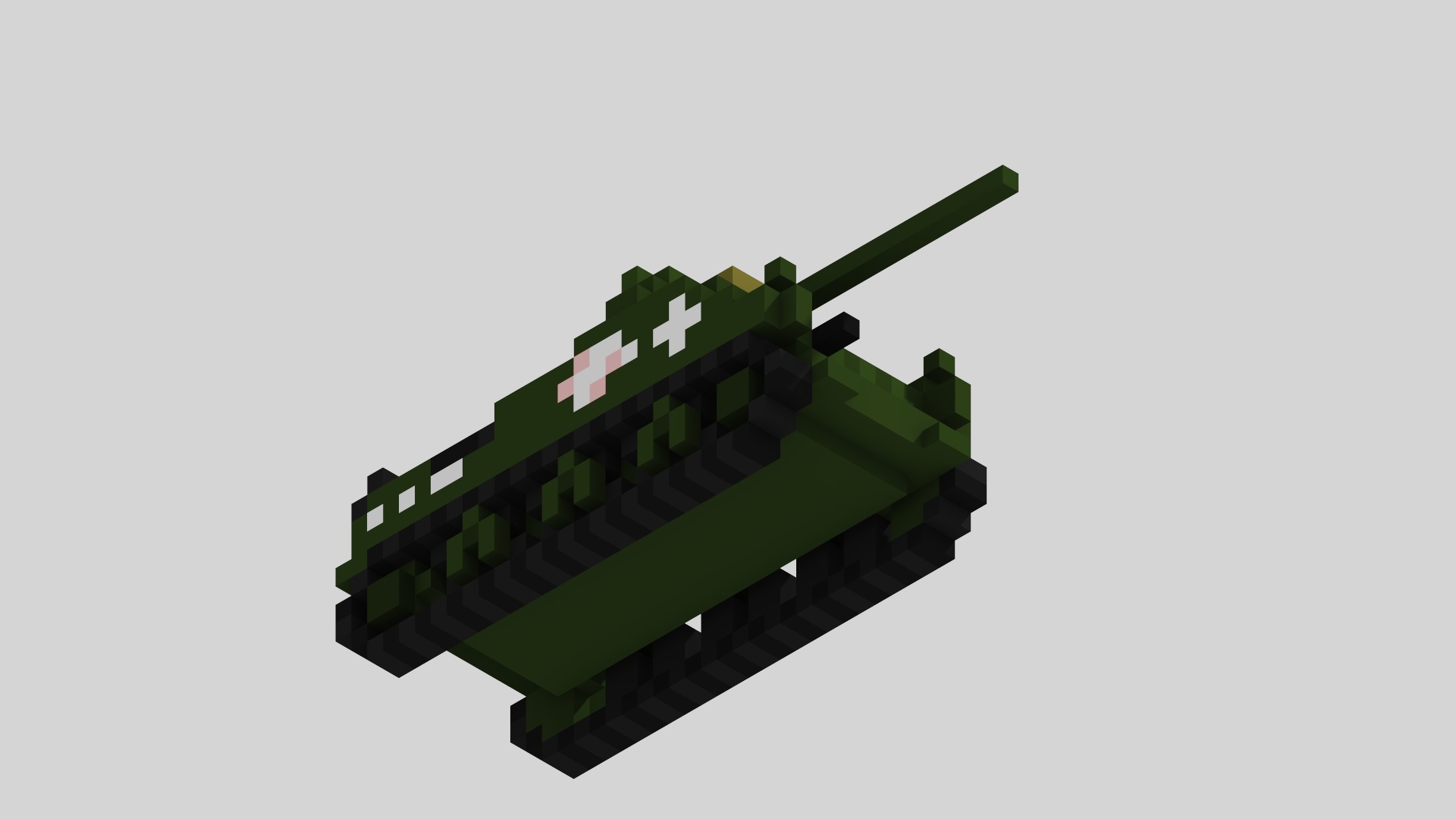M4 Sherman Tank Voxel Low-poly 3D model_6