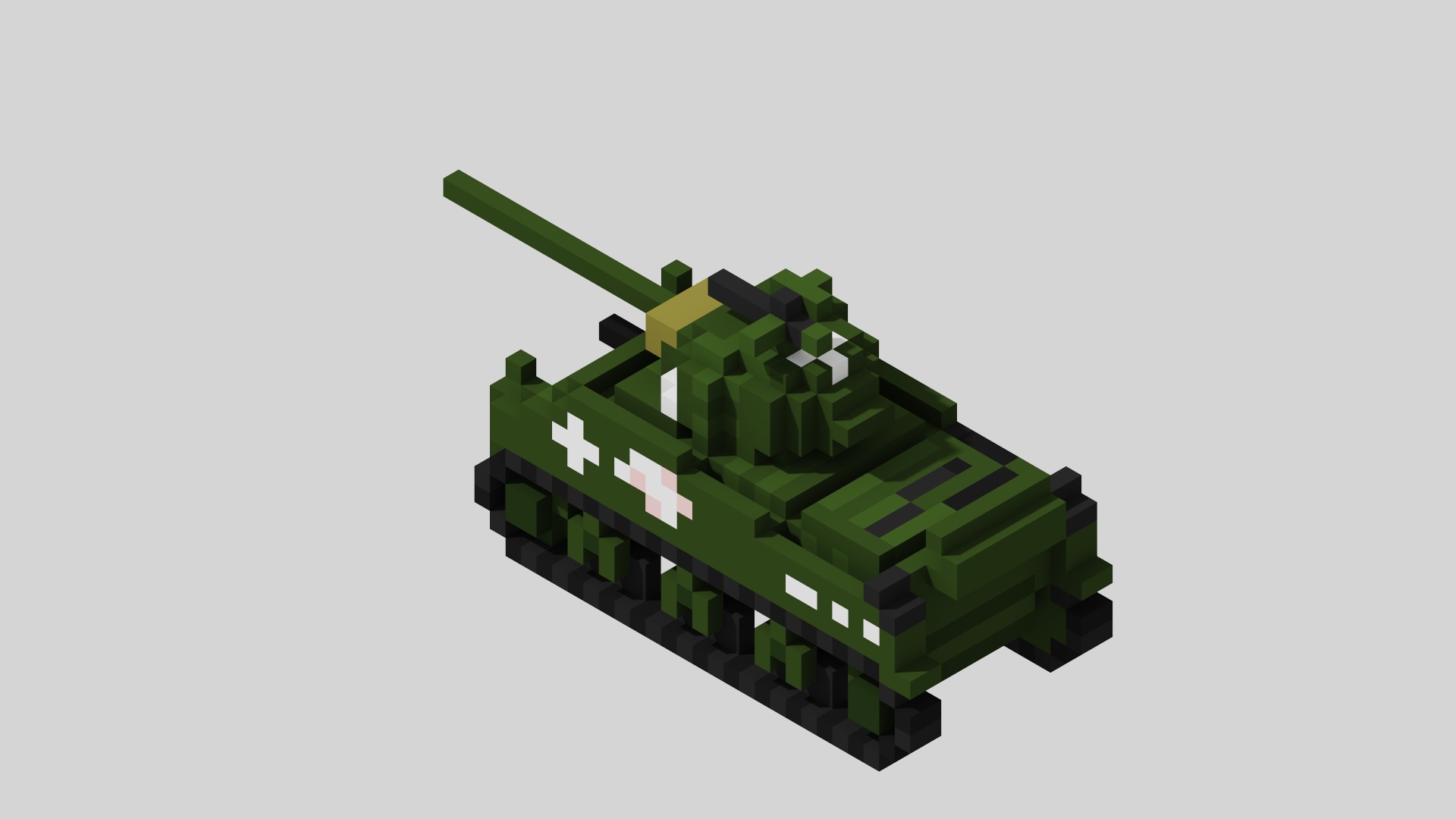 M4 Sherman Tank Voxel Low-poly 3D model_2