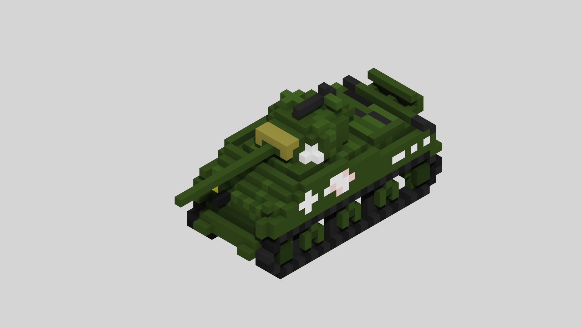M4 Sherman Tank Voxel Low-poly 3D model_1