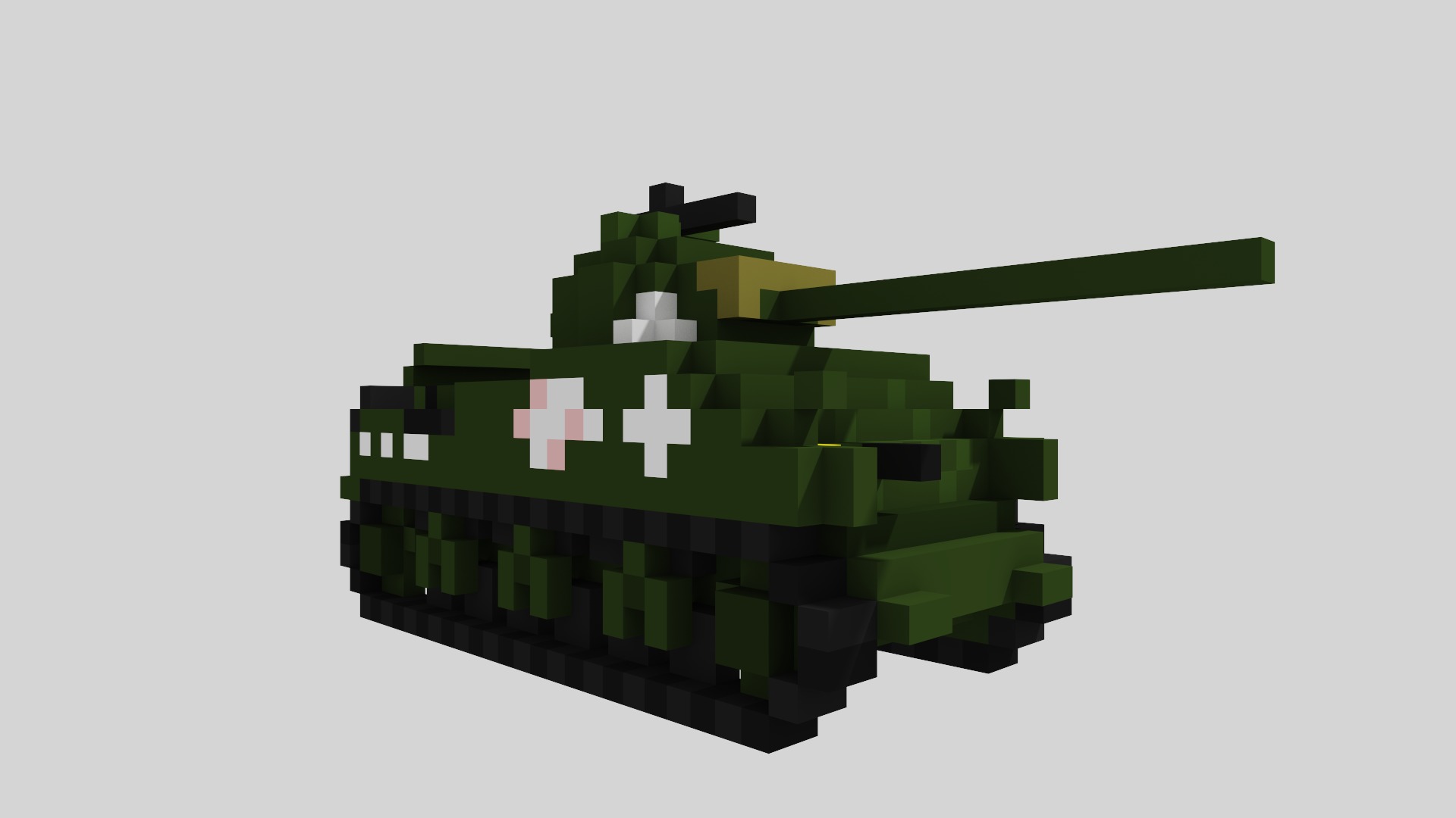 M4 Sherman Tank Voxel Low-poly 3D model_14