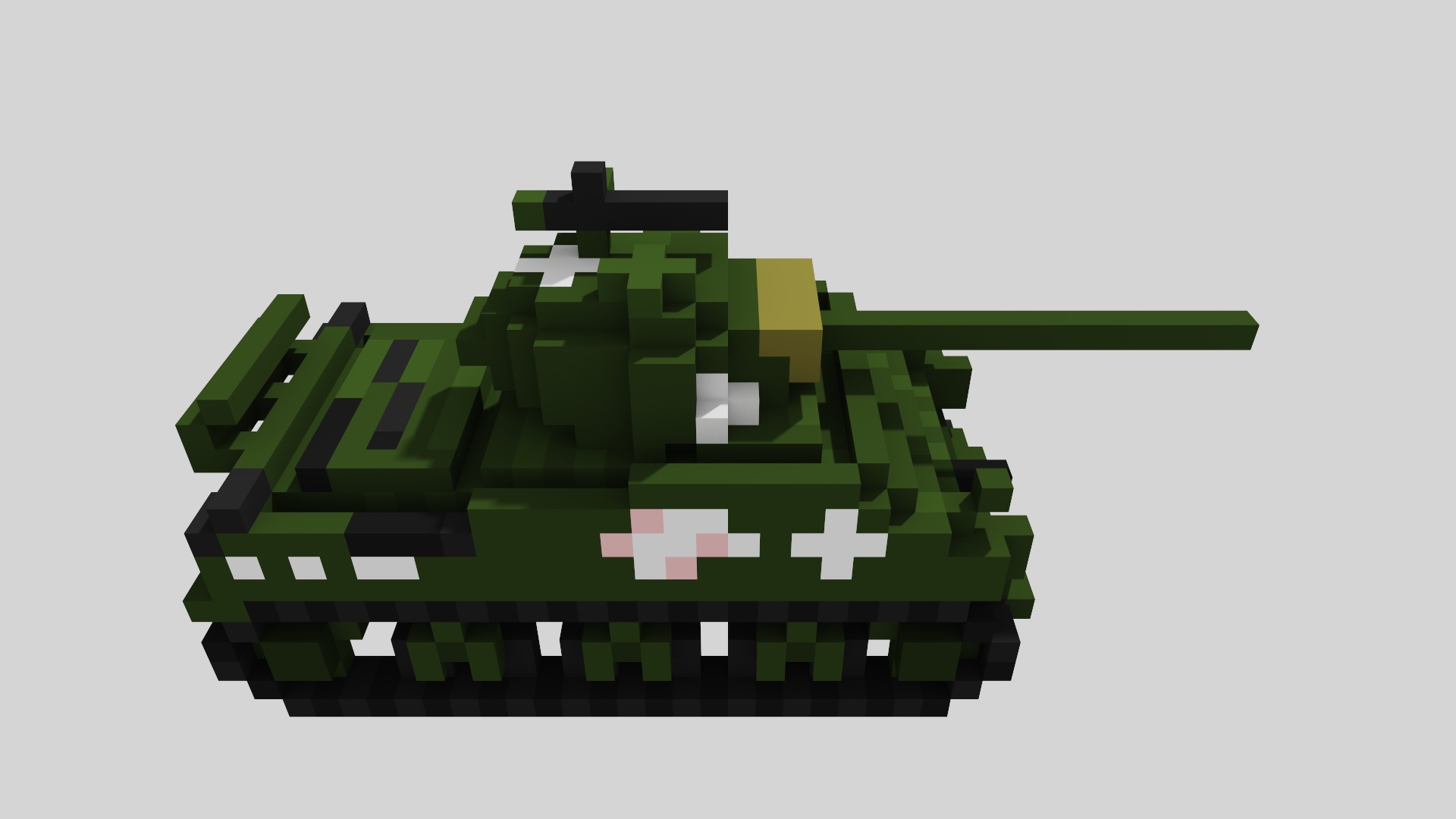 M4 Sherman Tank Voxel Low-poly 3D model_5