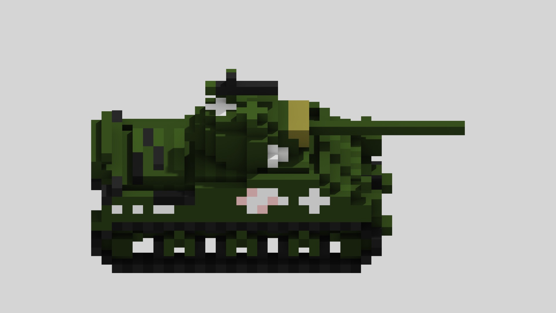 M4 Sherman Tank Voxel Low-poly 3D model_4