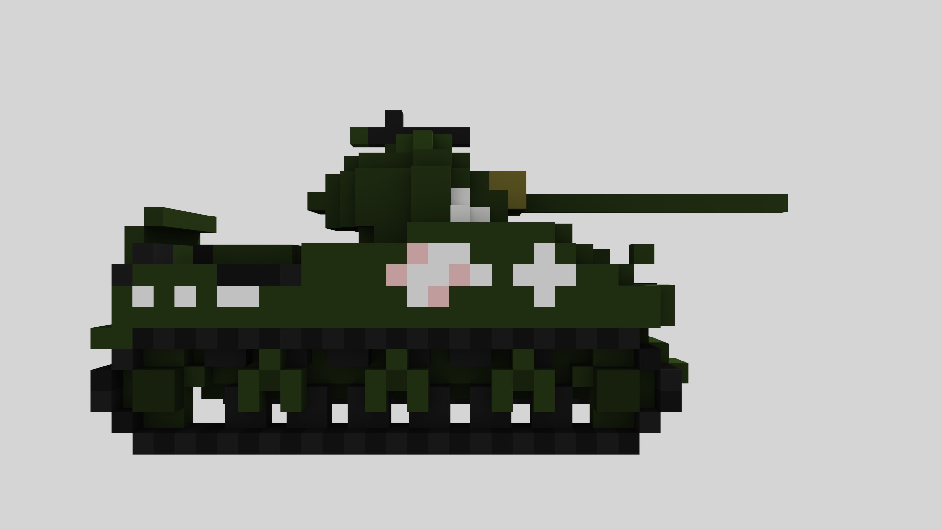 M4 Sherman Tank Voxel Low-poly 3D model_13