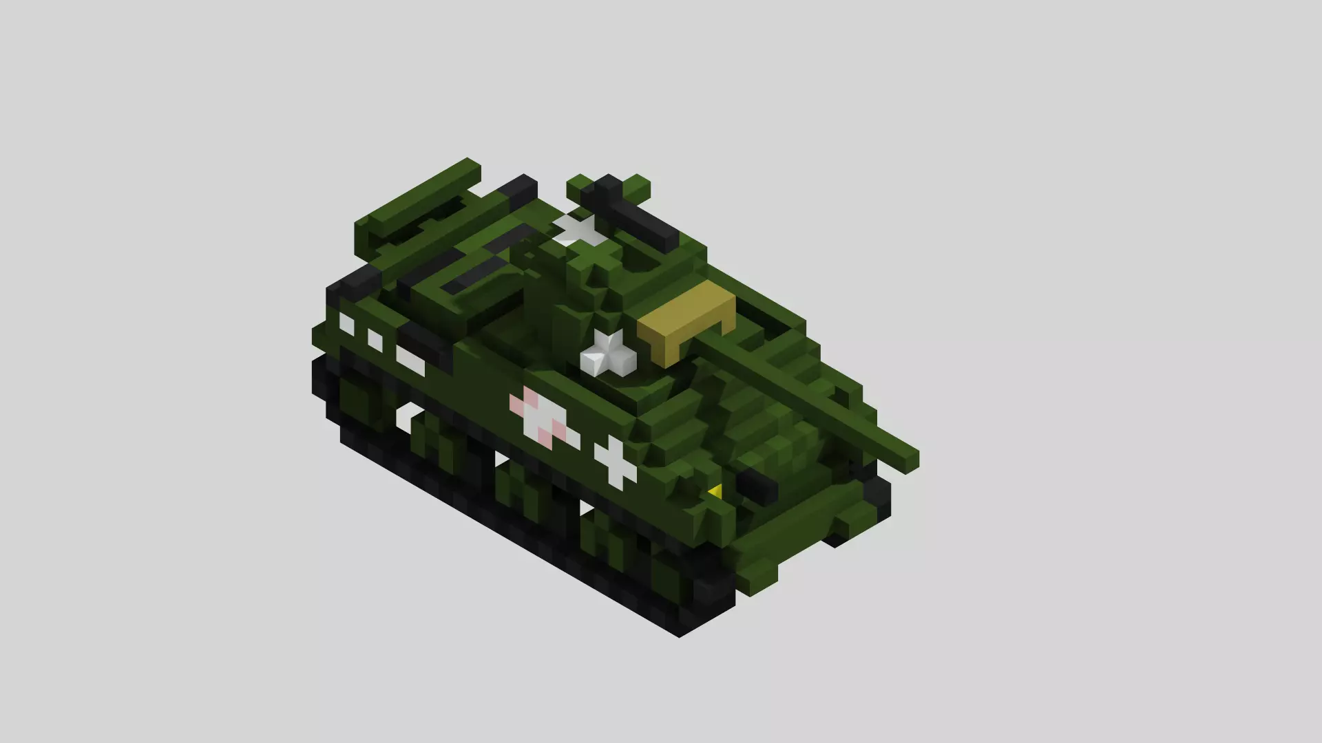 M4 Sherman Tank Voxel Low-poly 3D model_0
