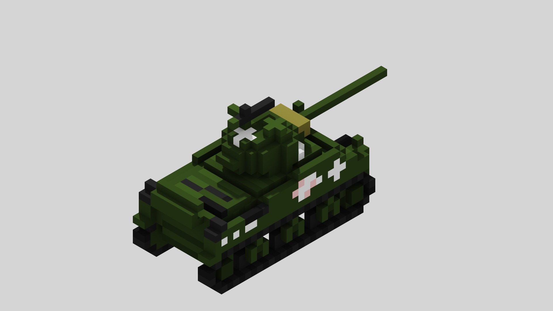 M4 Sherman Tank Voxel Low-poly 3D model_3