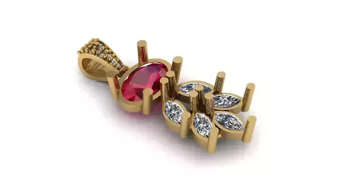 Crimson Elegance Charms Pendant 3D Printable Model 3D print model