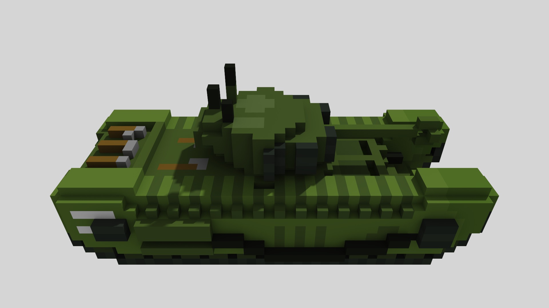 Churchill MK VII Tank Voxel Low-poly 3D model_5