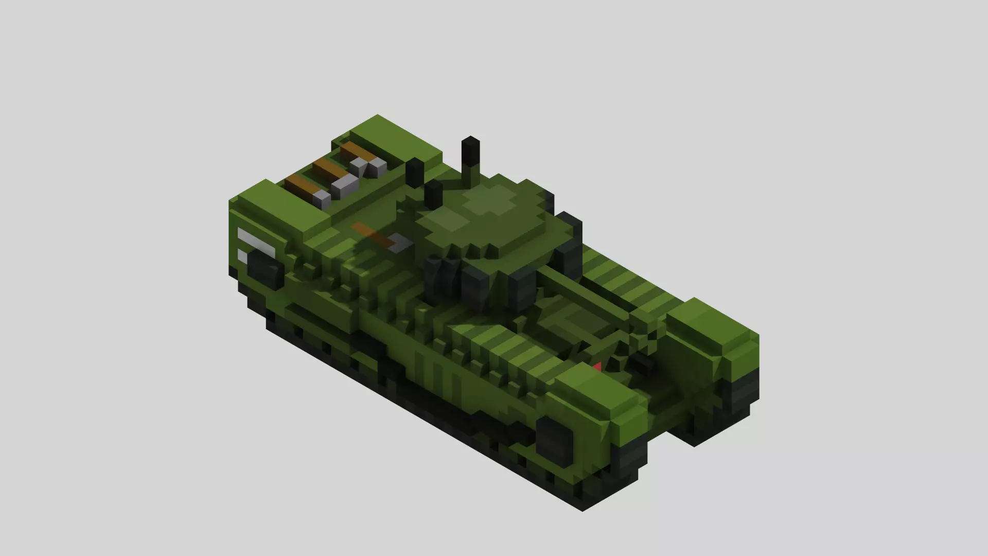 Churchill MK VII Tank Voxel Low-poly 3D model_0