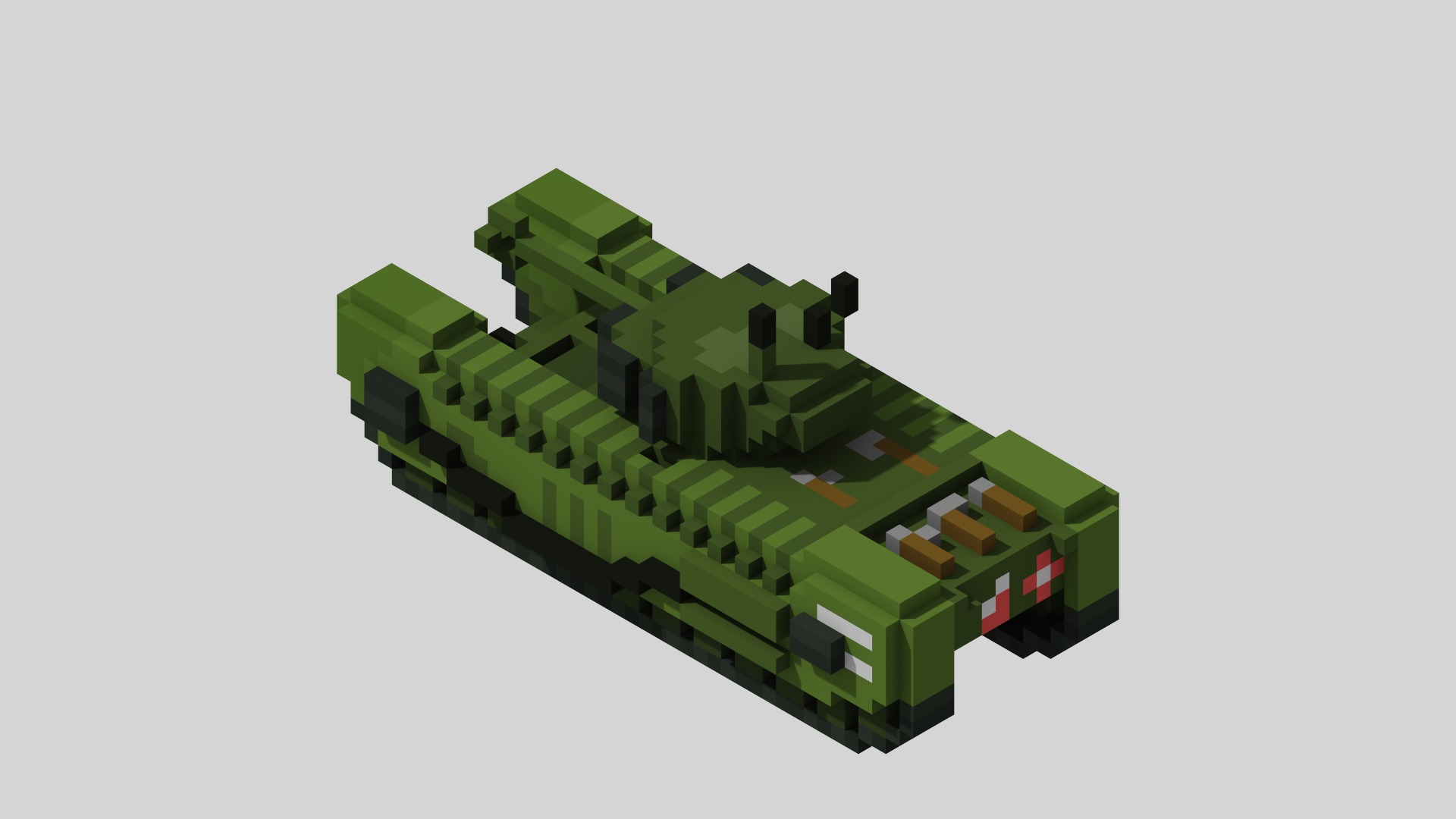 Churchill MK VII Tank Voxel Low-poly 3D model_2
