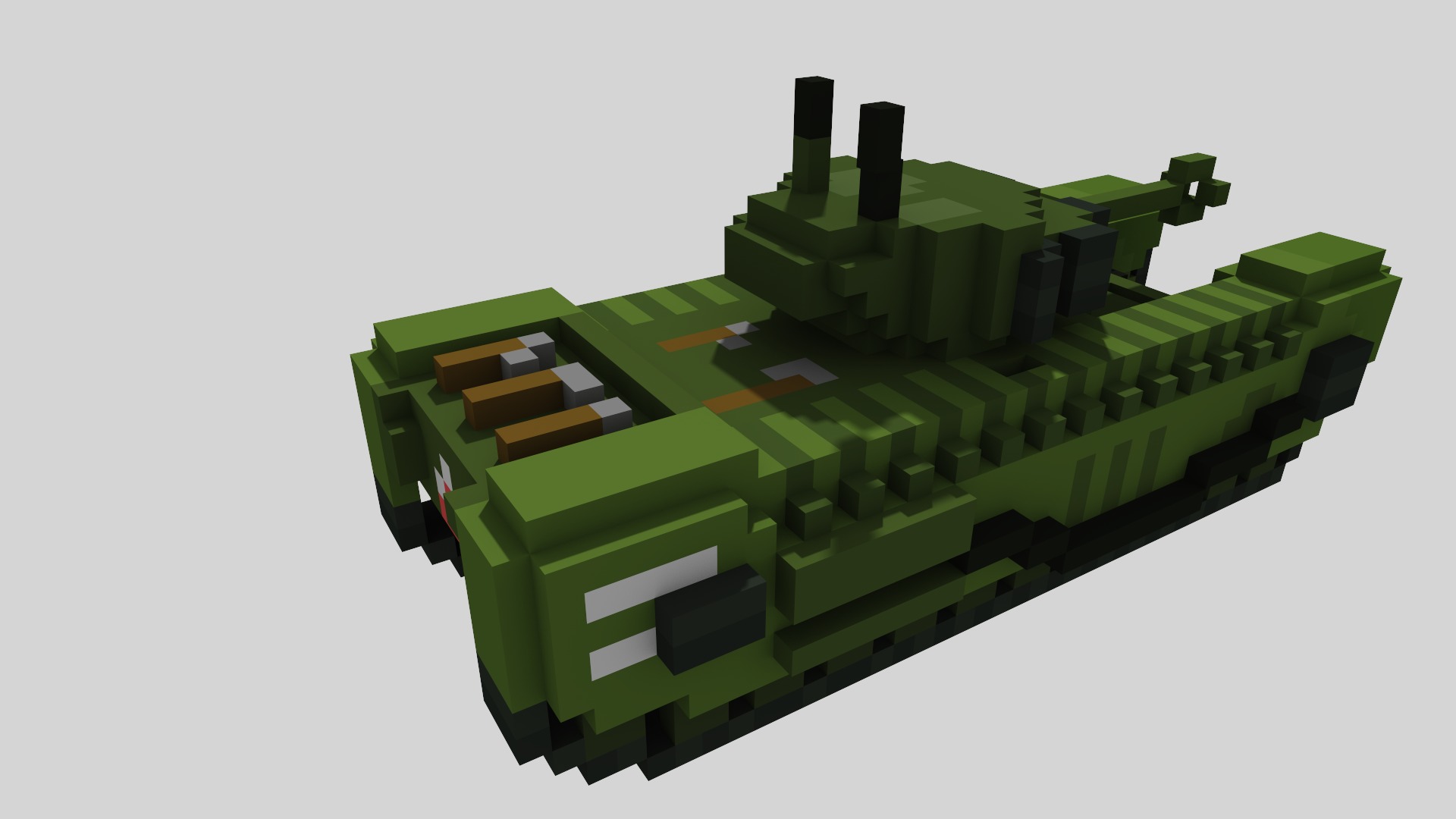 Churchill MK VII Tank Voxel Low-poly 3D model_11