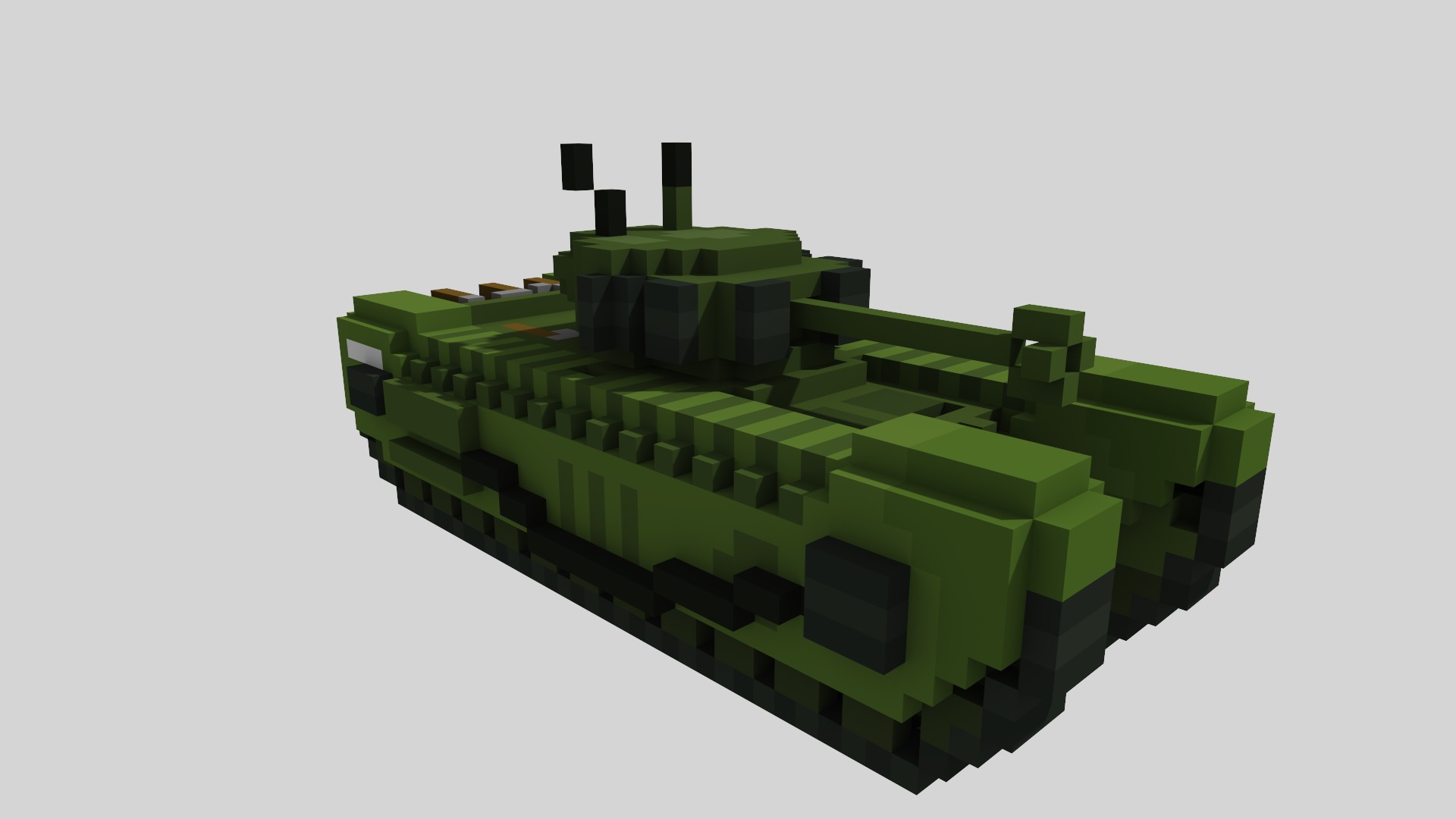 Churchill MK VII Tank Voxel Low-poly 3D model_10