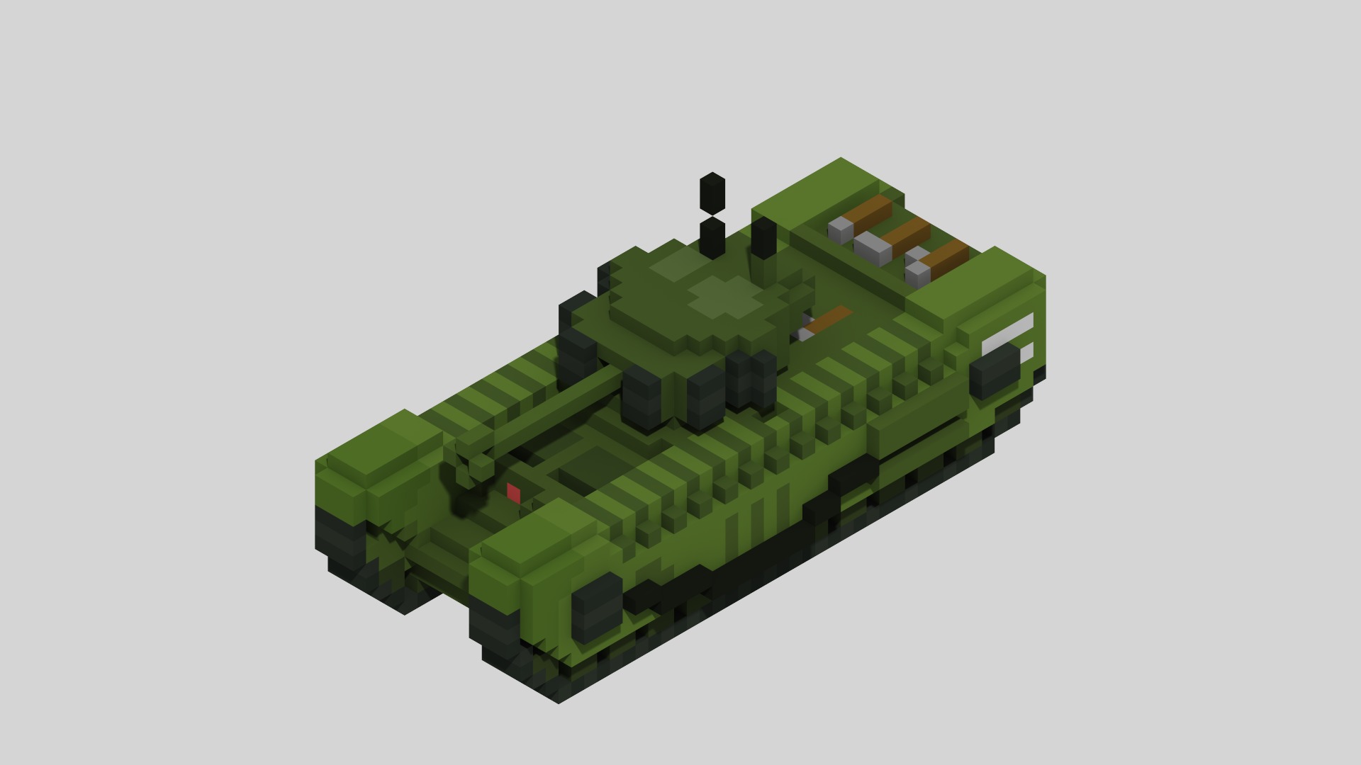 Churchill MK VII Tank Voxel Low-poly 3D model_1