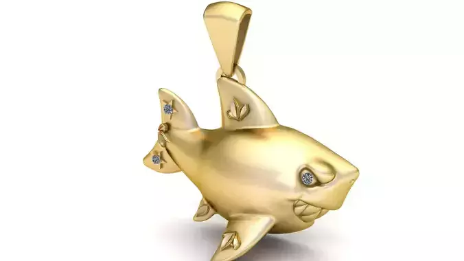 GOLD SHARK PENDANT 3D PRINTABLE MODEL