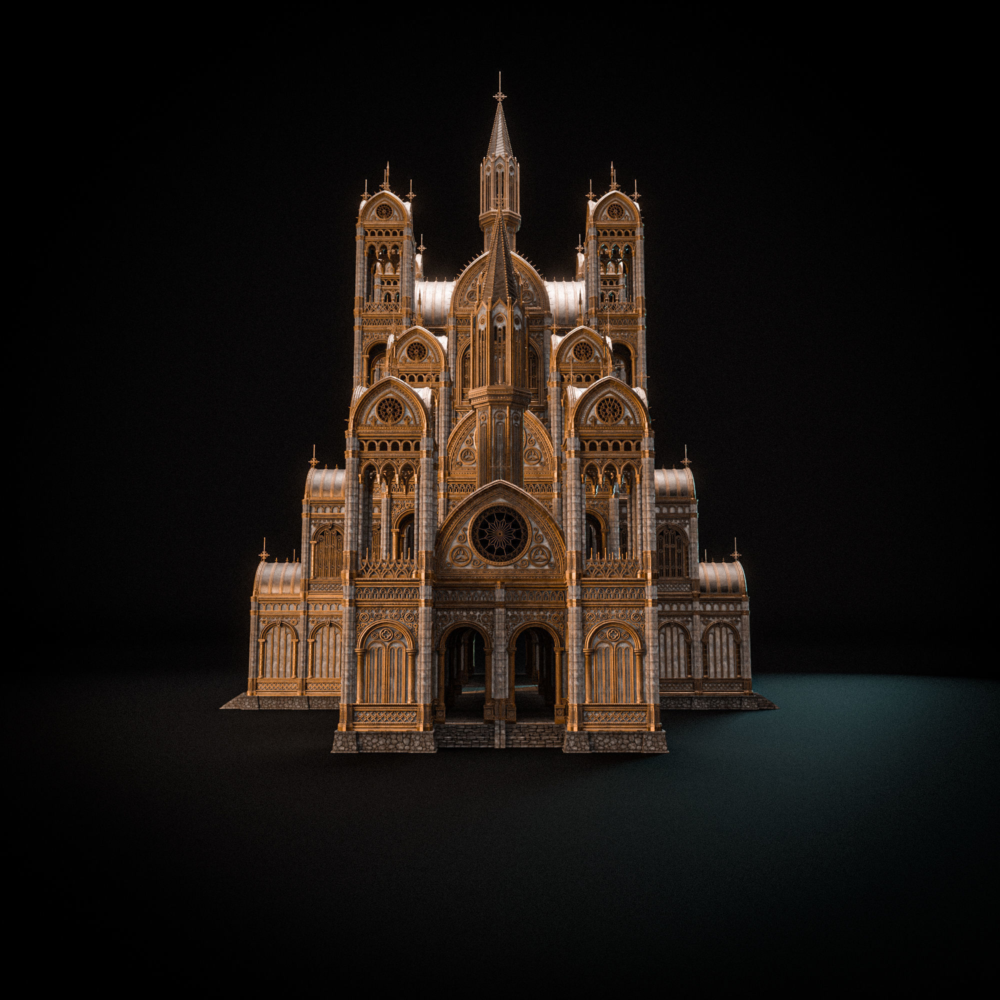 GOTHIC MODULAR BUILDING 9 Low-poly 3D model_7