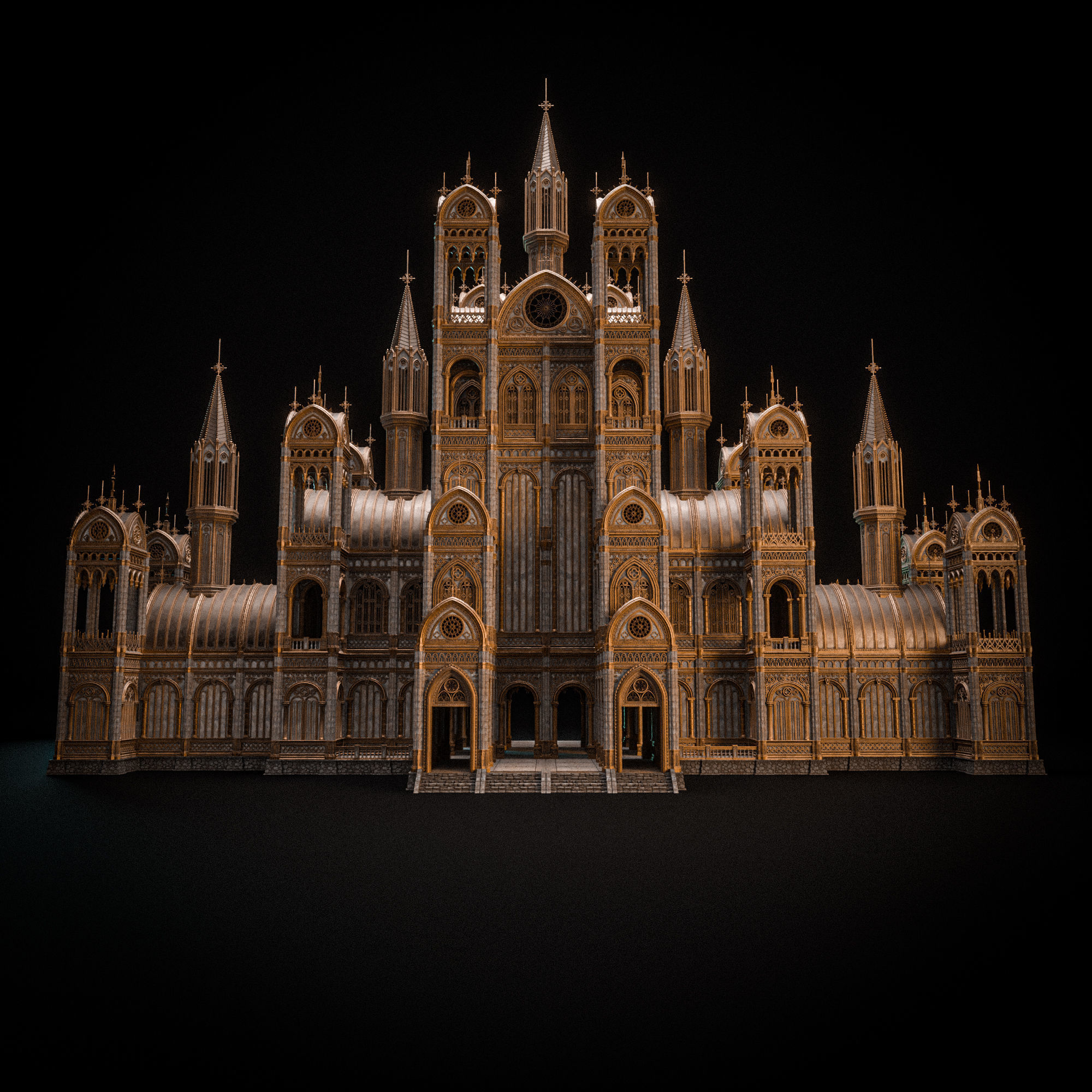 GOTHIC MODULAR BUILDING 9 Low-poly 3D model_5