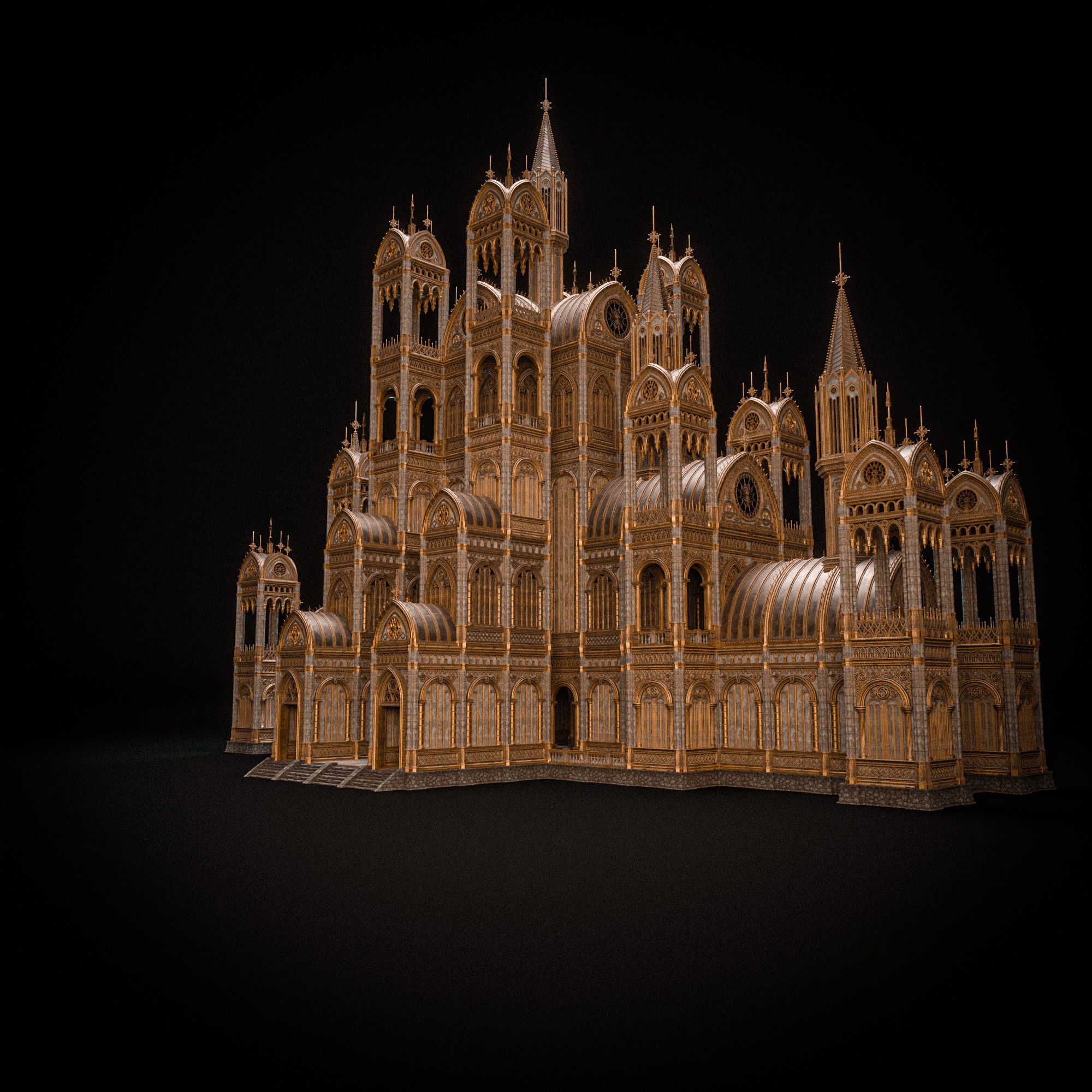 GOTHIC MODULAR BUILDING 9 Low-poly 3D model_6