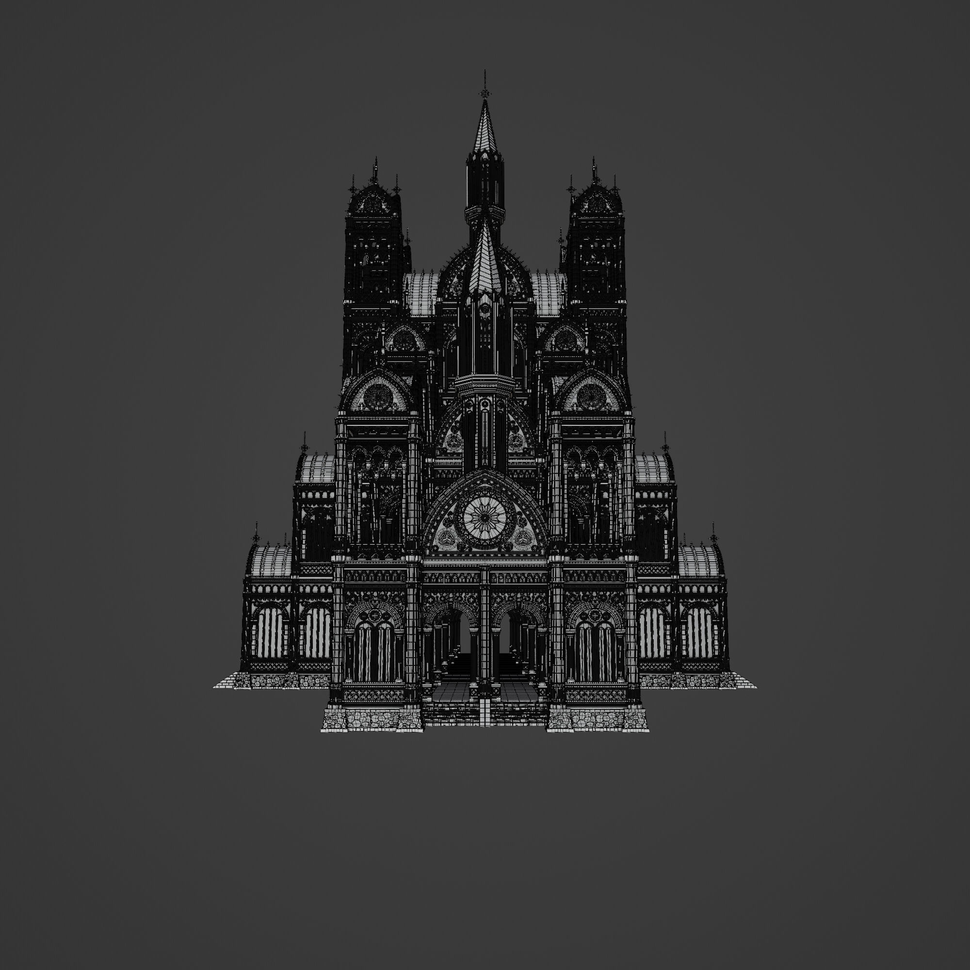 GOTHIC MODULAR BUILDING 9 Low-poly 3D model_17