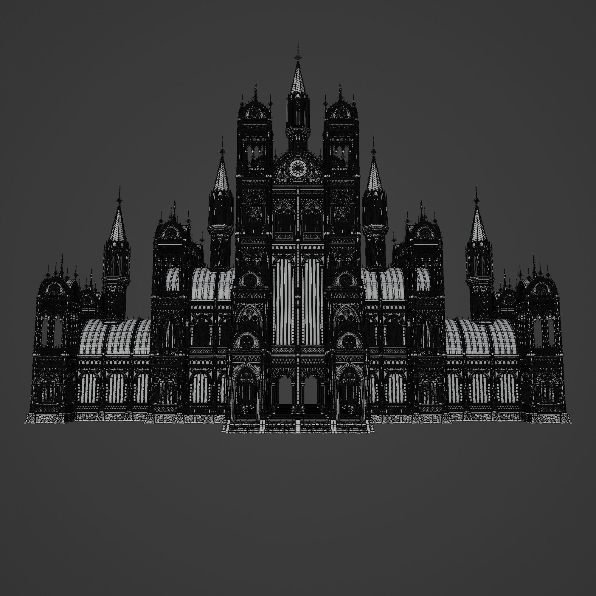 GOTHIC MODULAR BUILDING 9 Low-poly 3D model_15