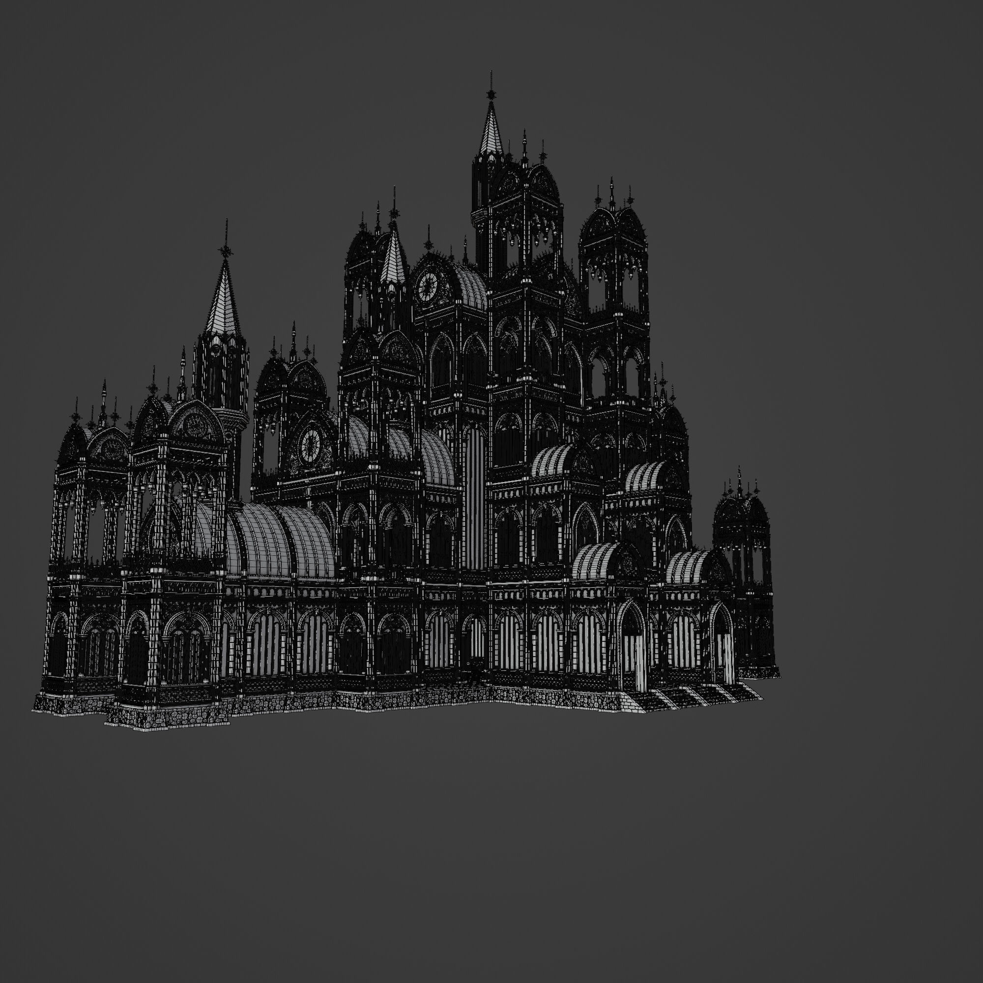 GOTHIC MODULAR BUILDING 9 Low-poly 3D model_16