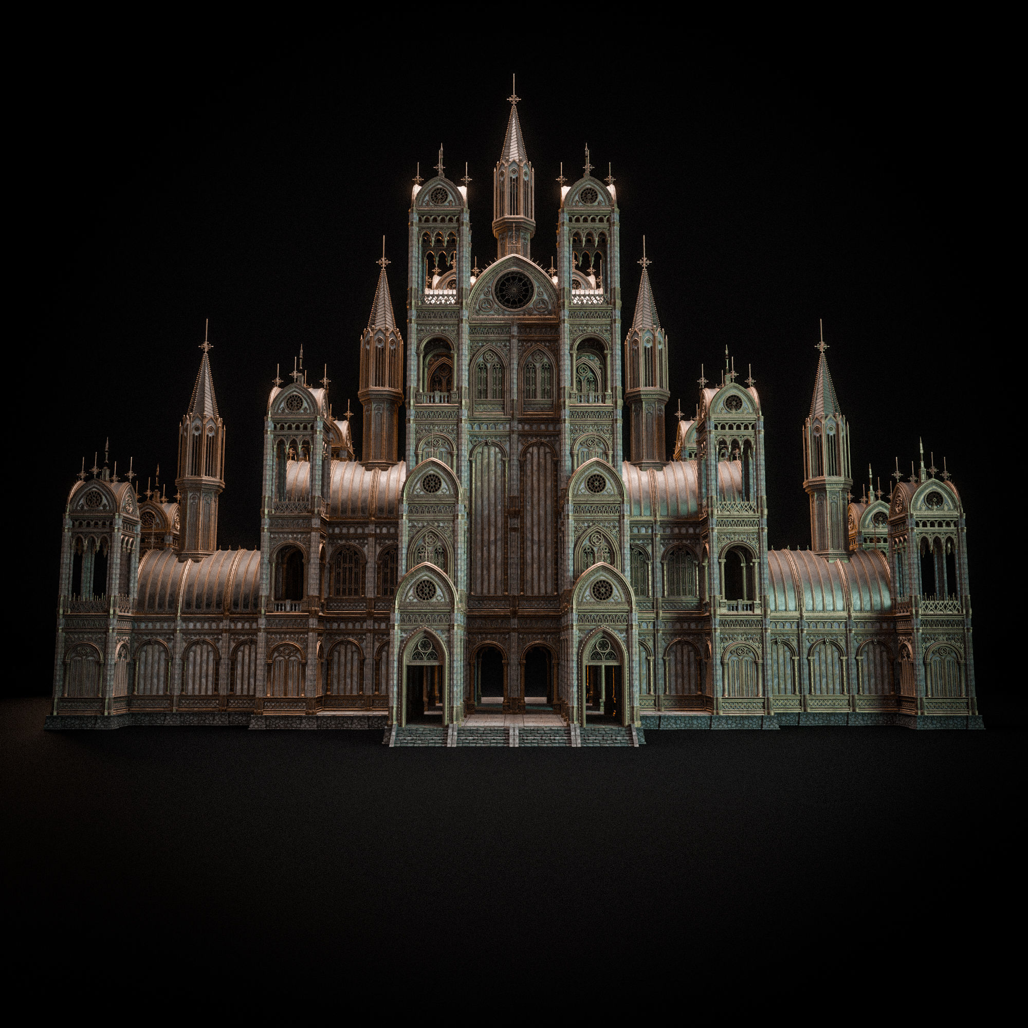 GOTHIC MODULAR BUILDING 9 Low-poly 3D model_9