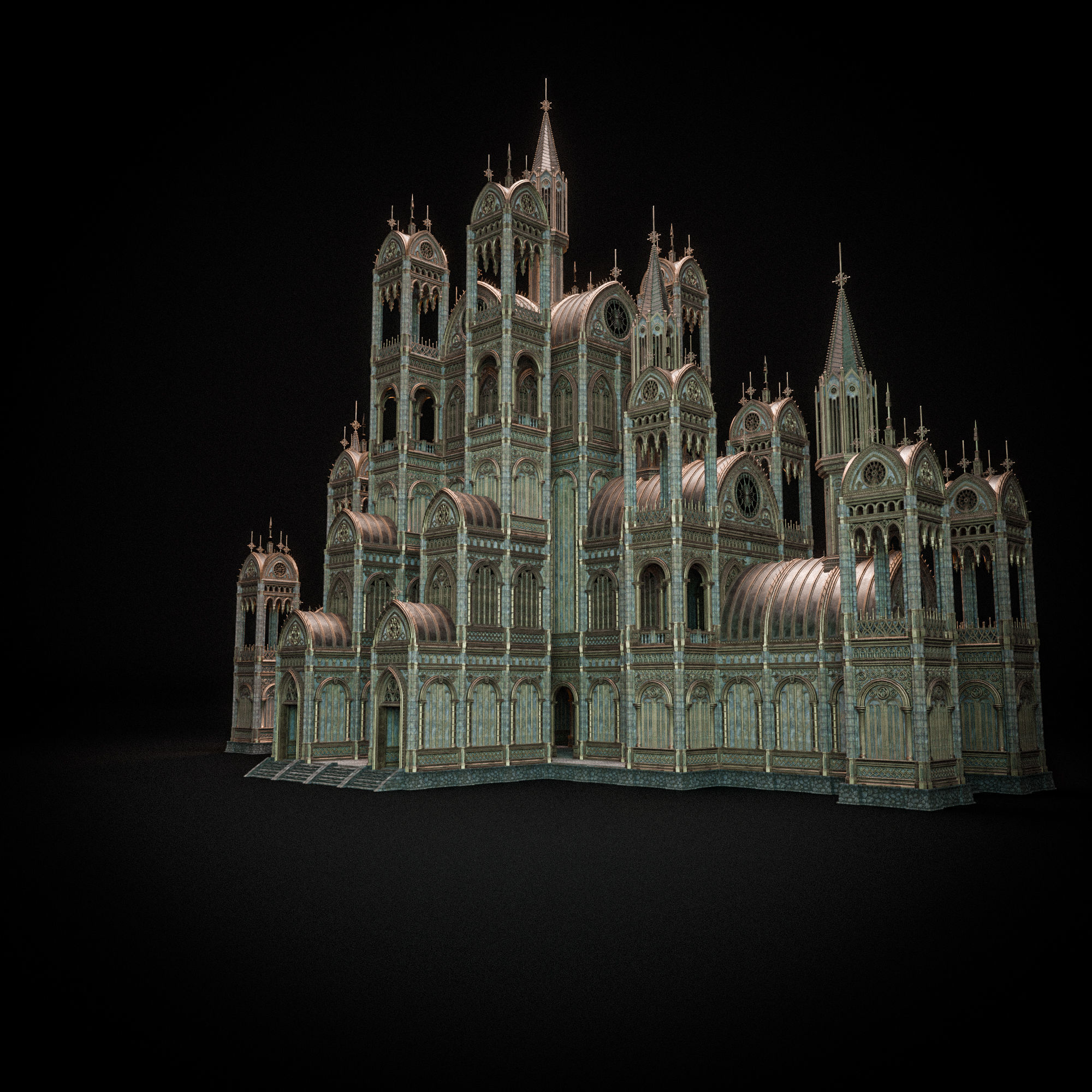 GOTHIC MODULAR BUILDING 9 Low-poly 3D model_10