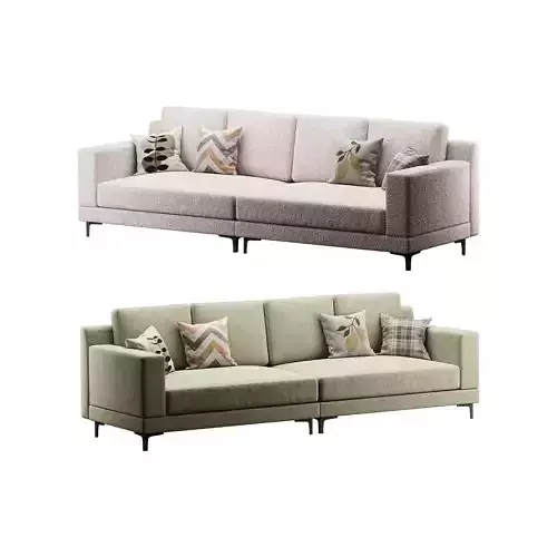 3-seater Modish Cream Solid Color Sofa
