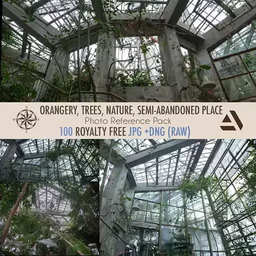 Photo Reference Pack Orangery Trees Nature Semi-Abandoned