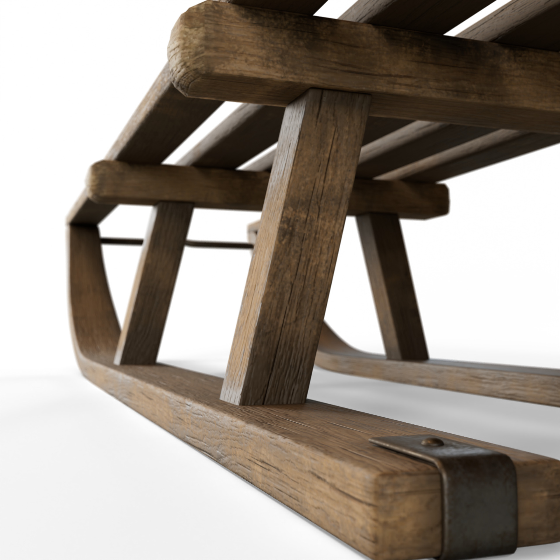 Wooden Sled 3D model_5