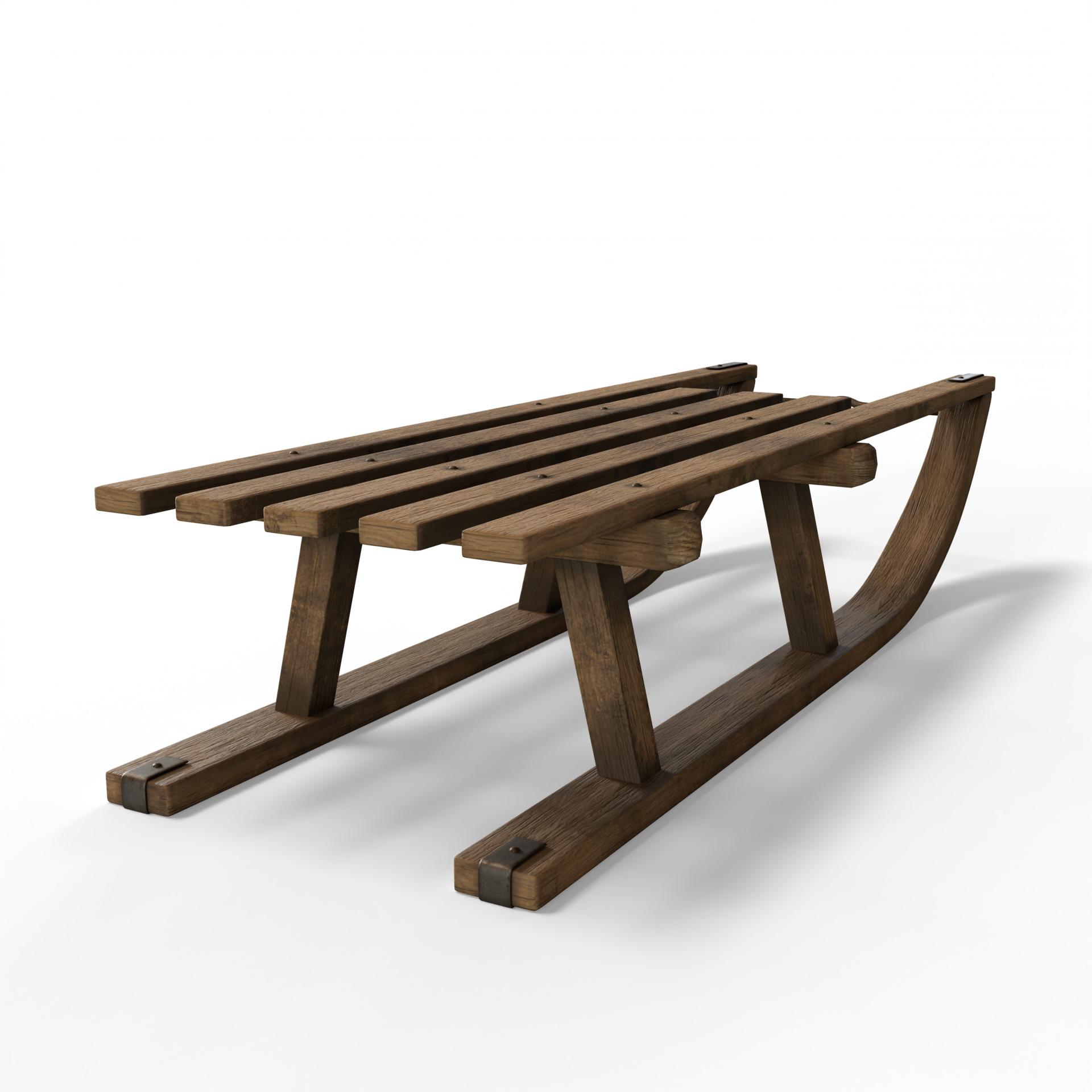 Wooden Sled 3D model_2