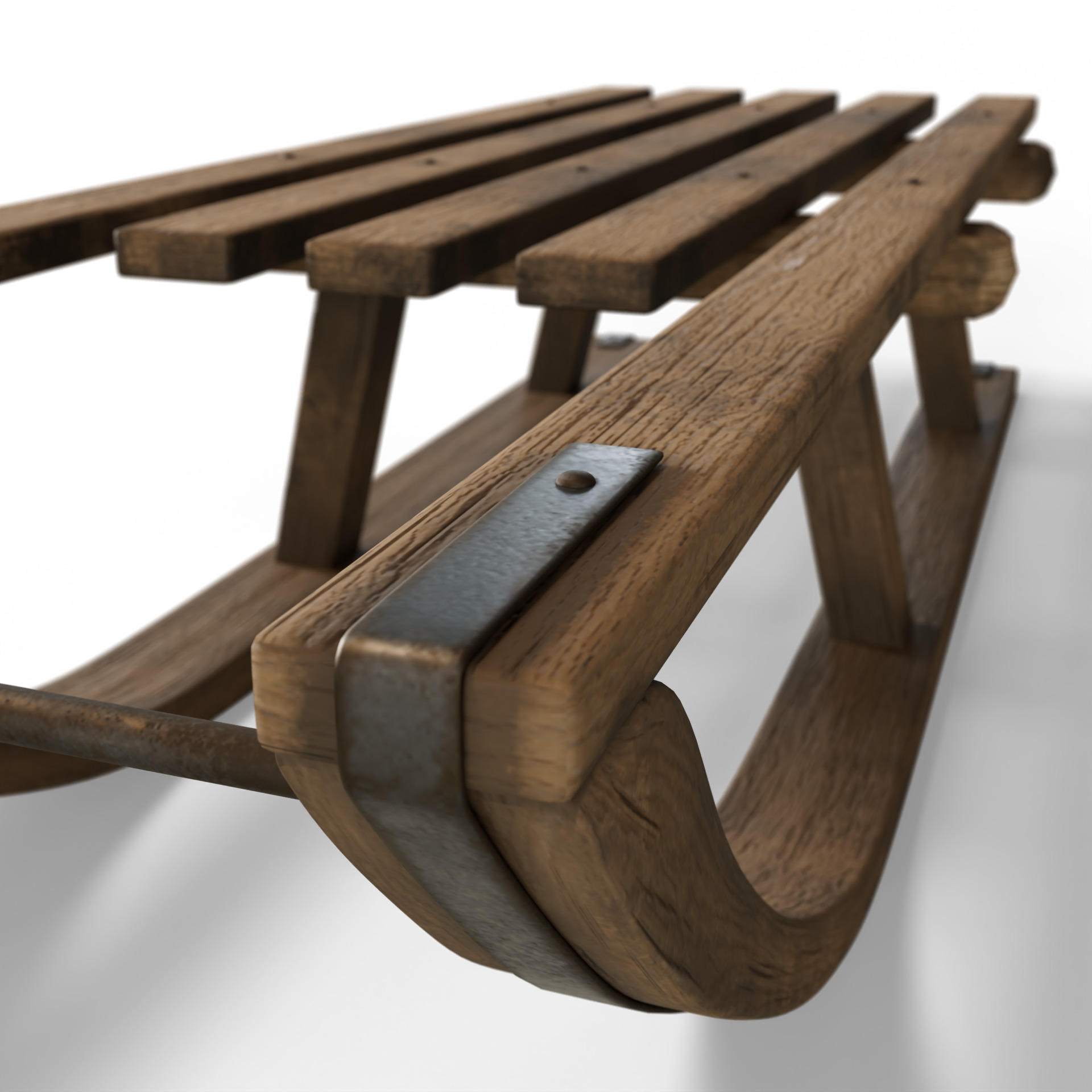 Wooden Sled 3D model_4