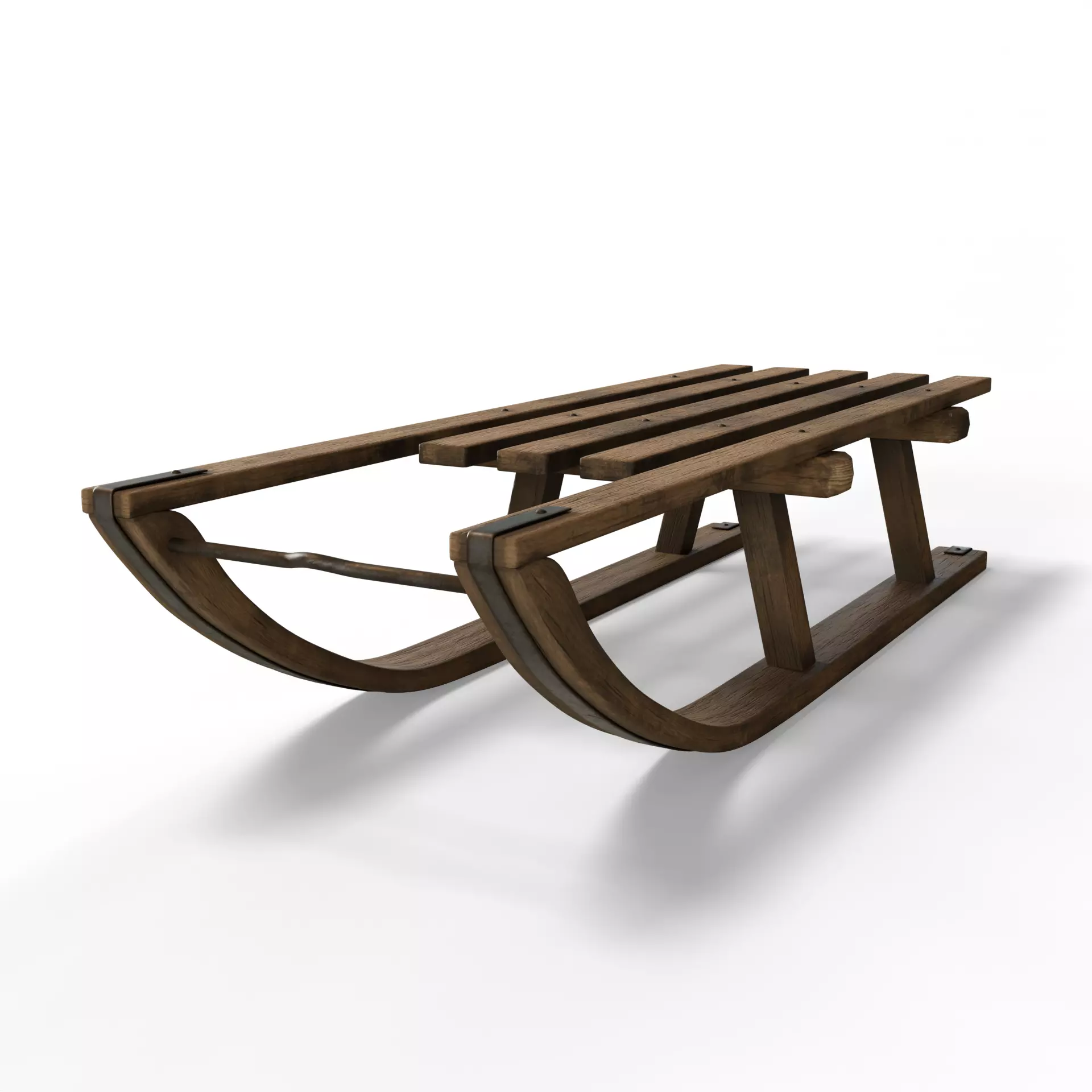 Wooden Sled 3D model_0