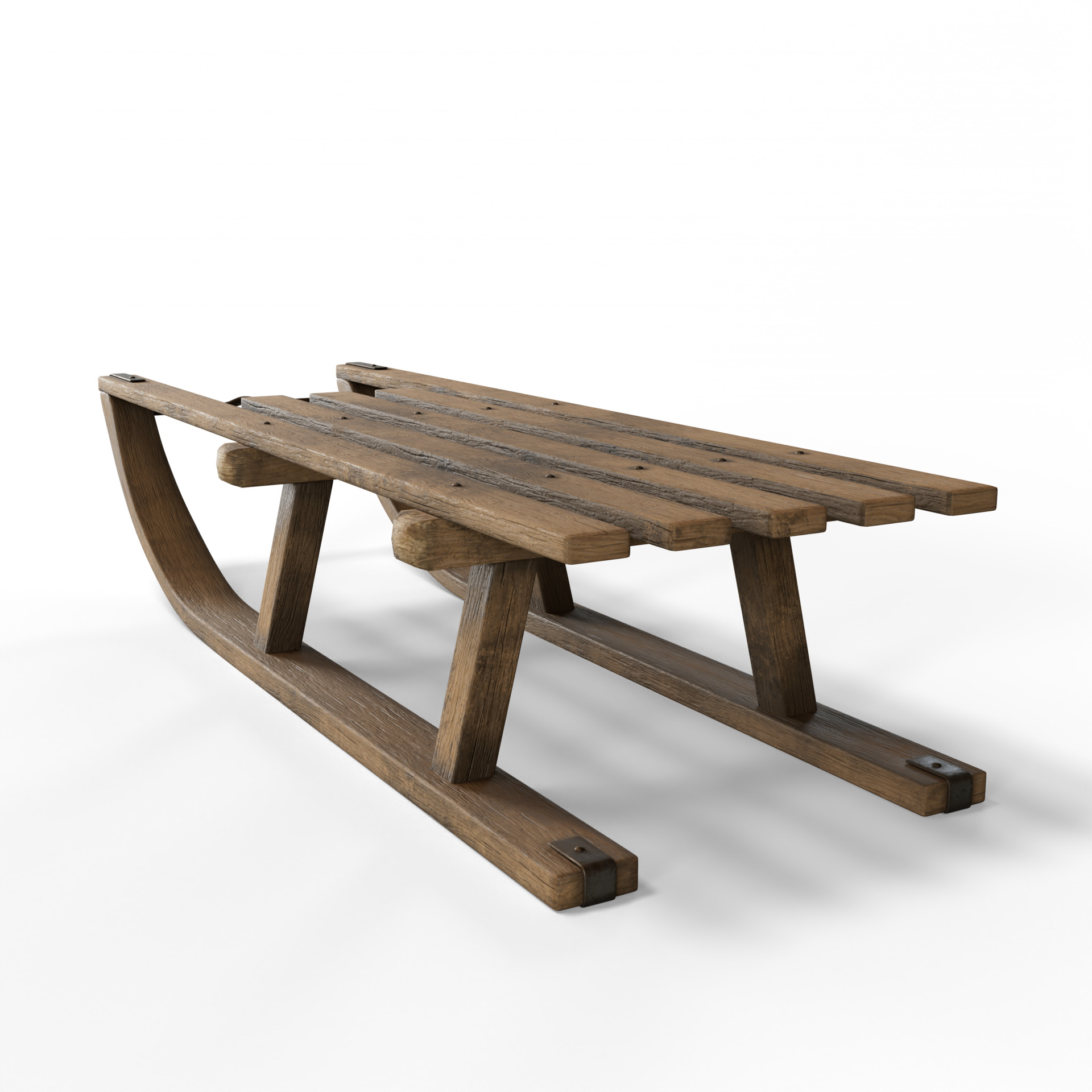 Wooden Sled 3D model_1