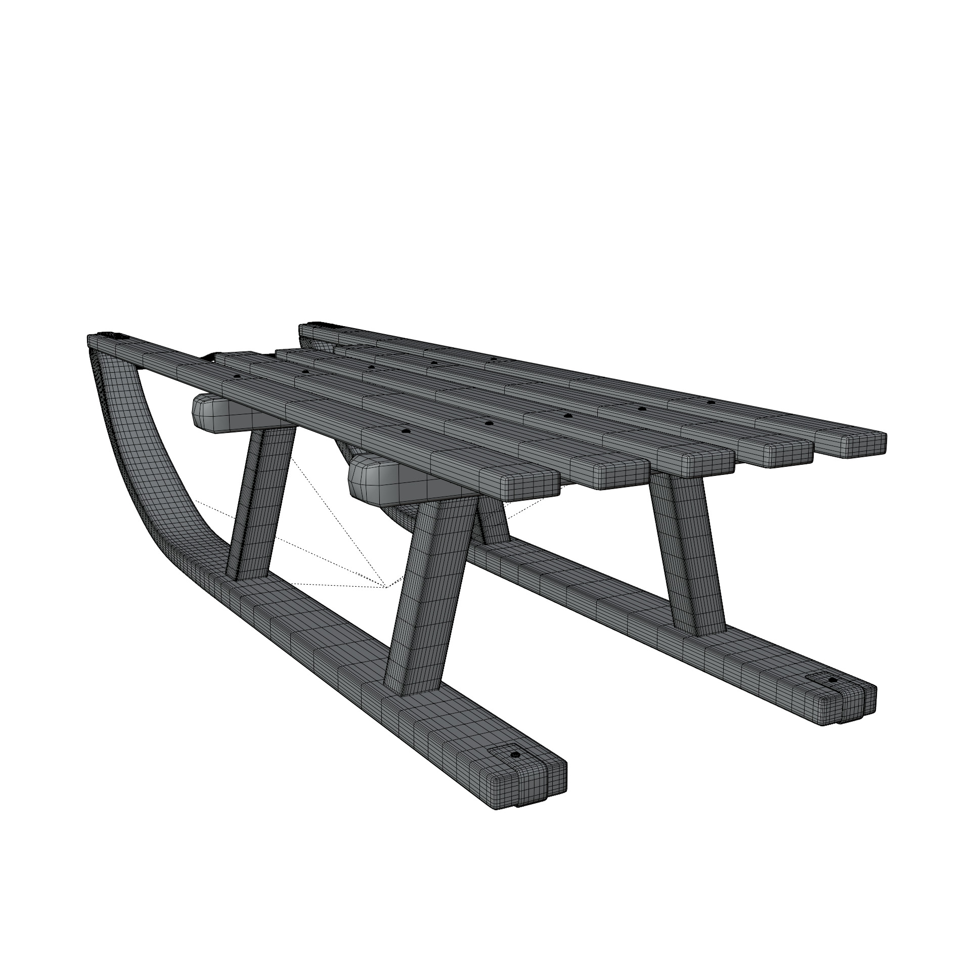 Wooden Sled 3D model_7