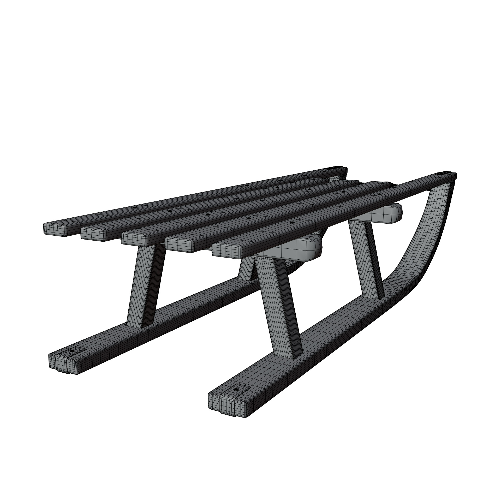 Wooden Sled 3D model_8