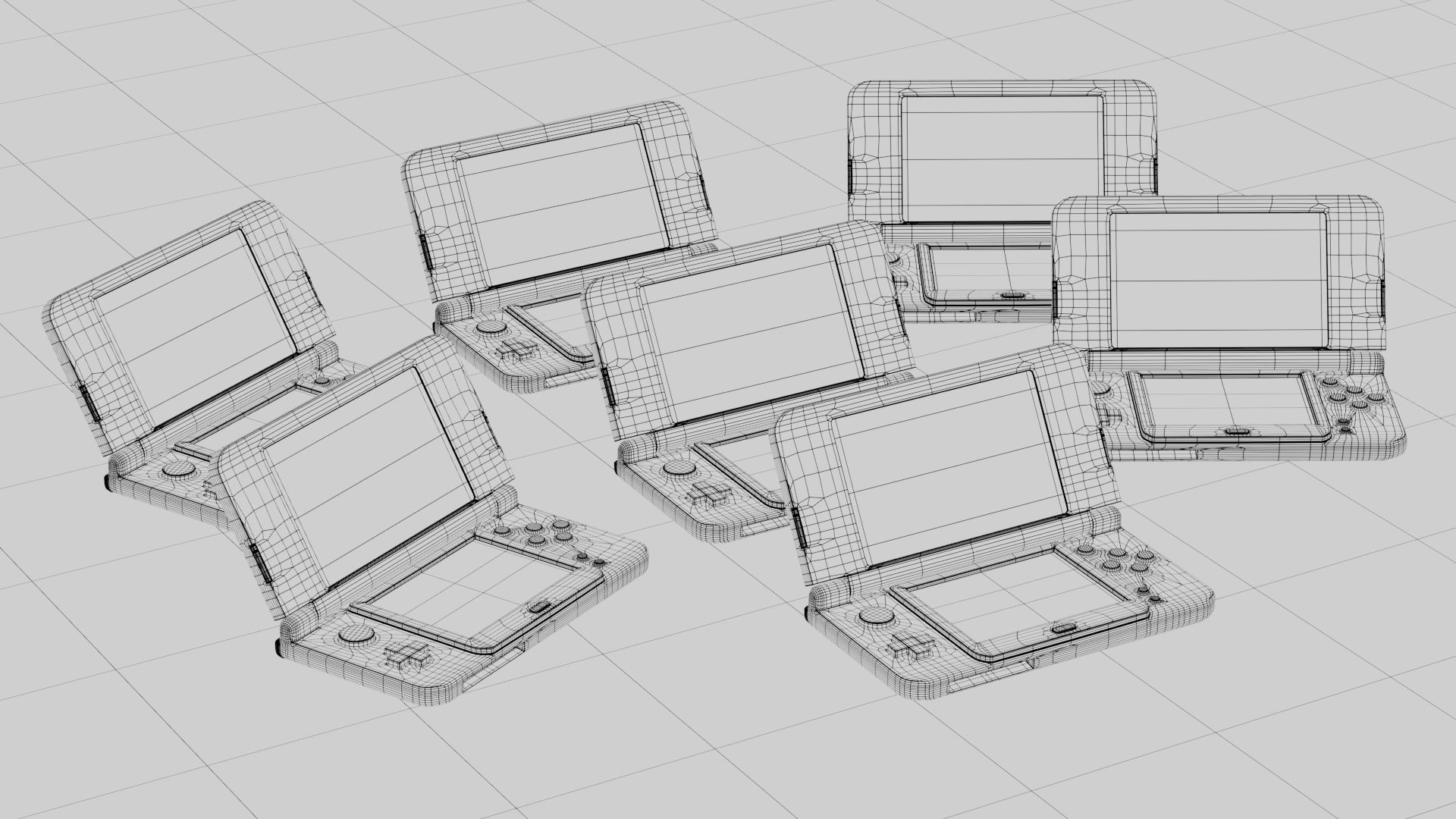 Nintendo 3Ds colors Low-poly 3D model_7