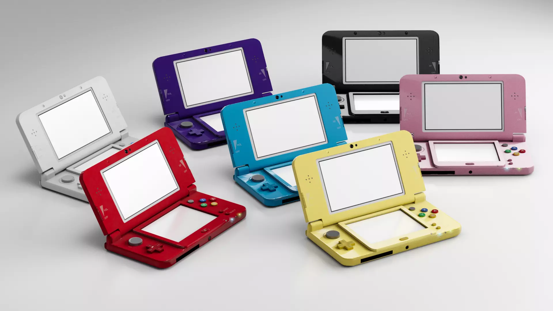 Nintendo 3Ds colors Low-poly 3D model_0