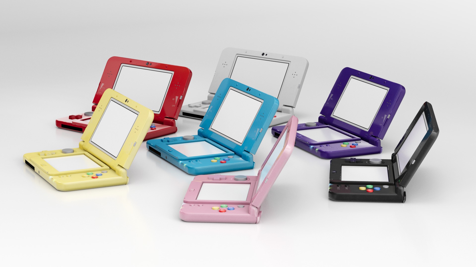 Nintendo 3Ds colors Low-poly 3D model_2