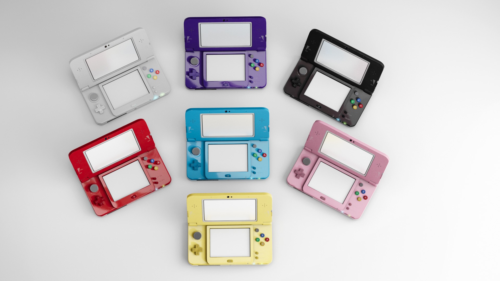 Nintendo 3Ds colors Low-poly 3D model_1