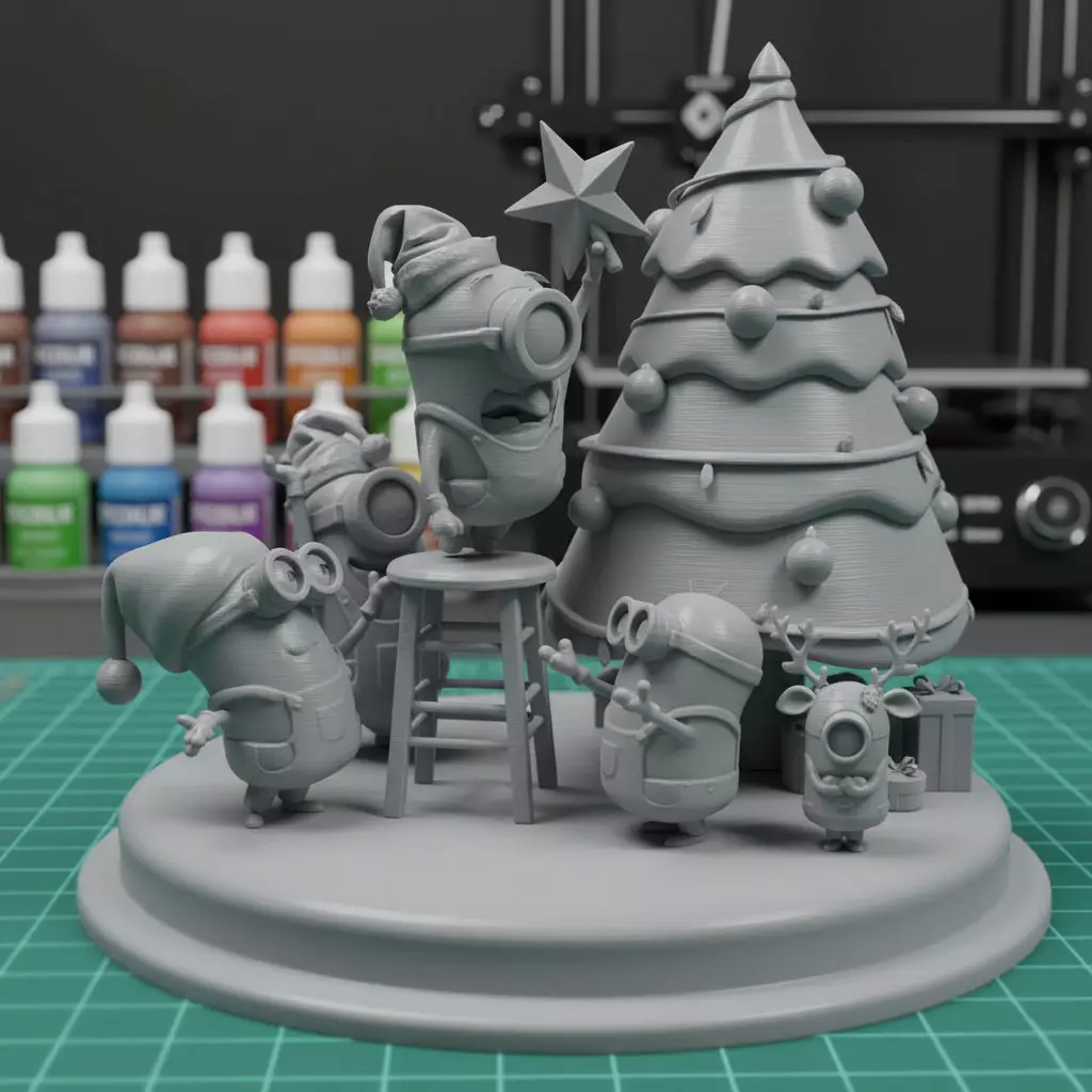 MINIONS CHRISTMAS TREE DIORAMA 3D print model_0