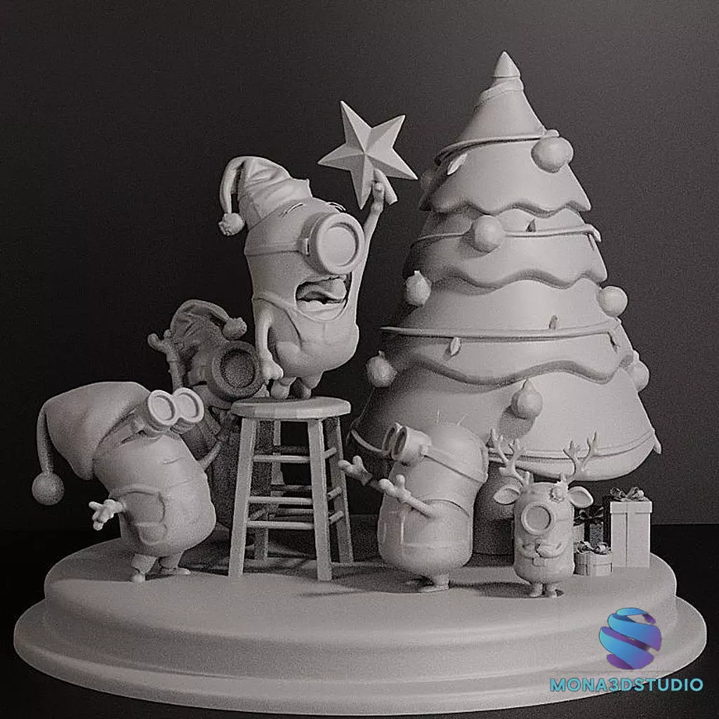 MINIONS CHRISTMAS TREE DIORAMA 3D print model_1
