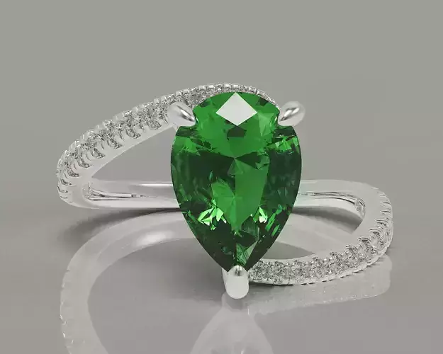 Pear shape hidden halo bypass engagement ring