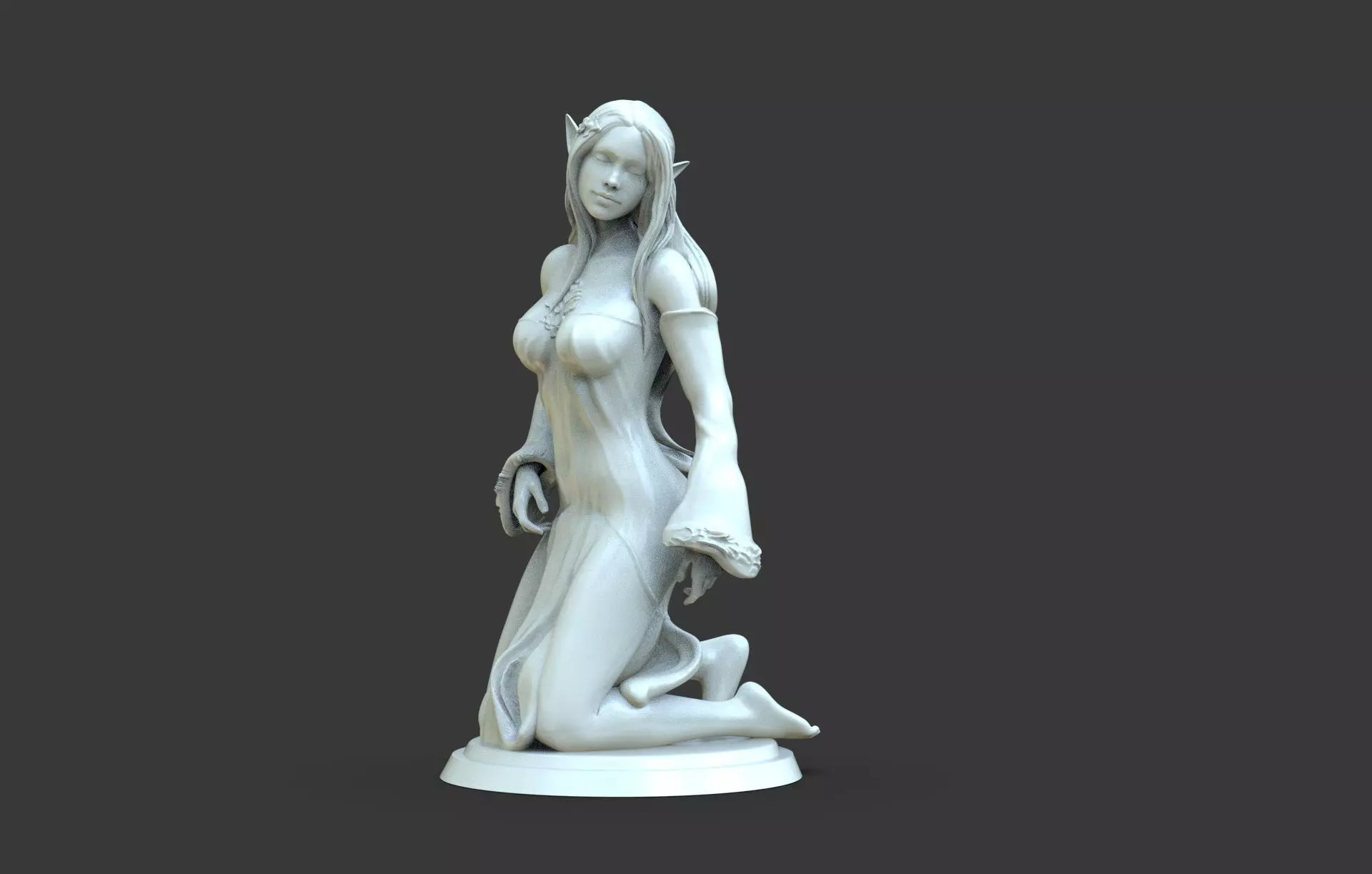 Elf girl Sculpture 3D print model_0
