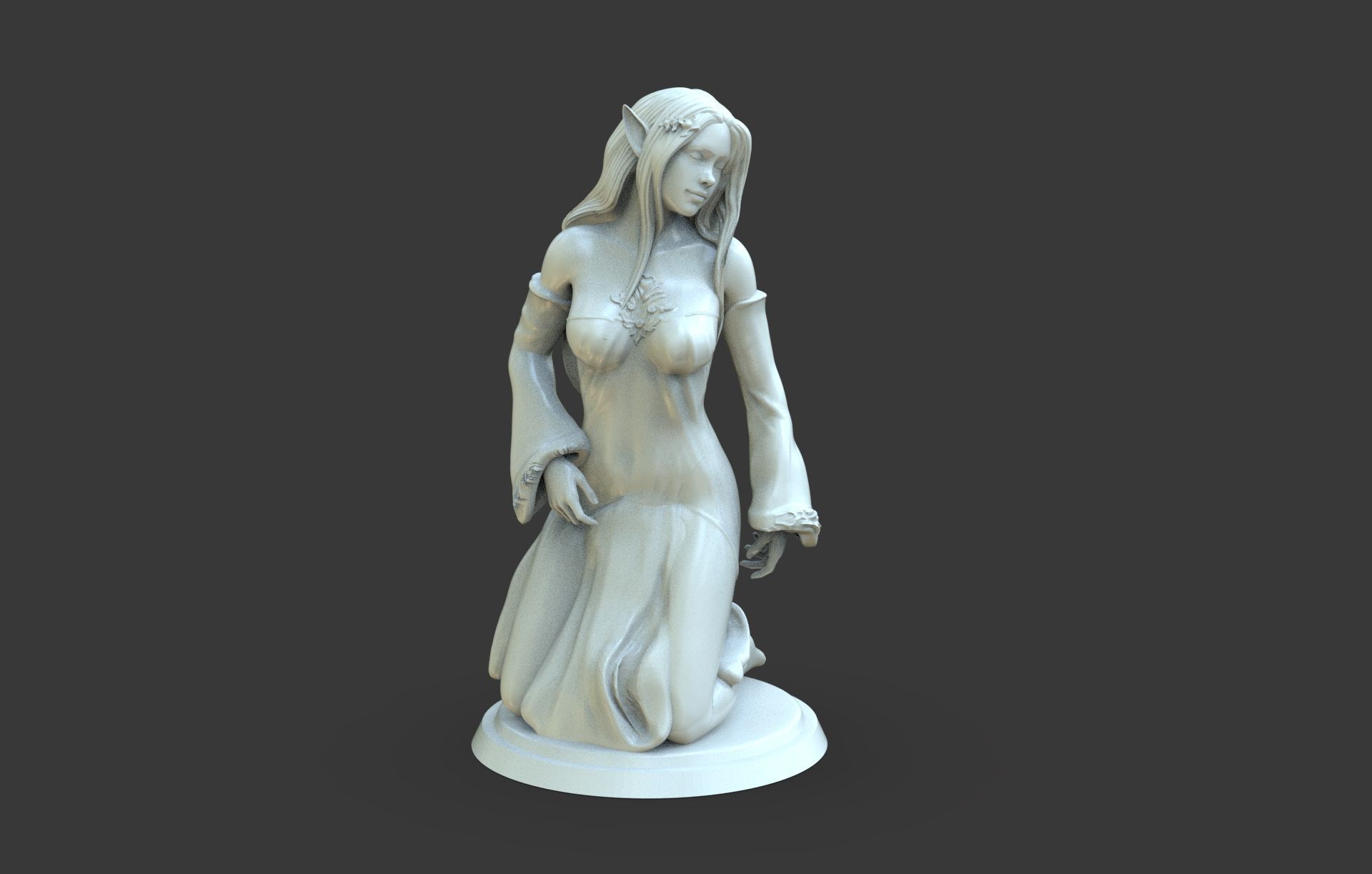 Elf girl Sculpture 3D print model_4