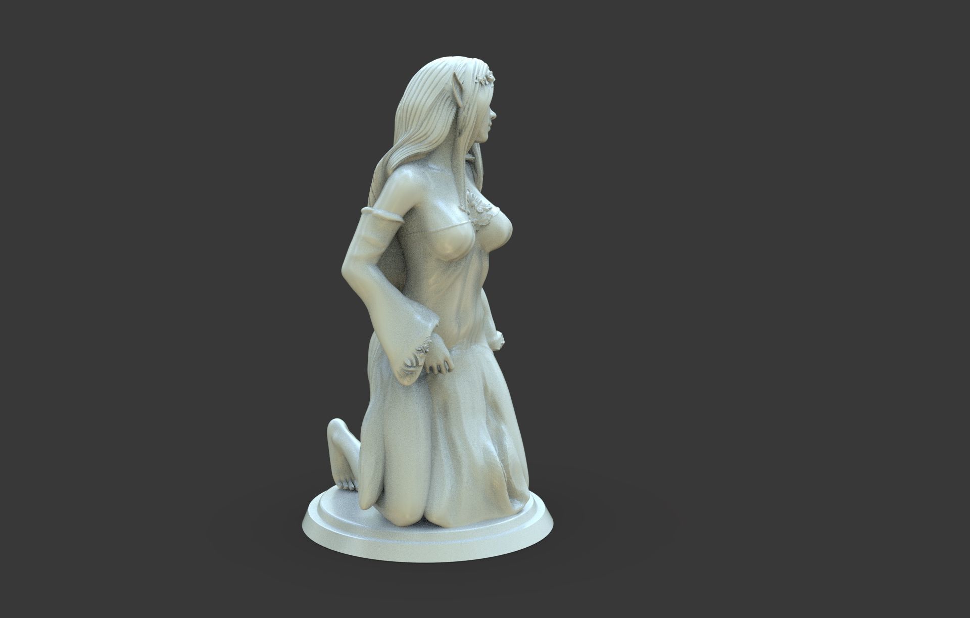 Elf girl Sculpture 3D print model_2