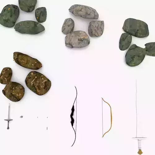 Medieval Weapon and Item pack Low-poly 3D model