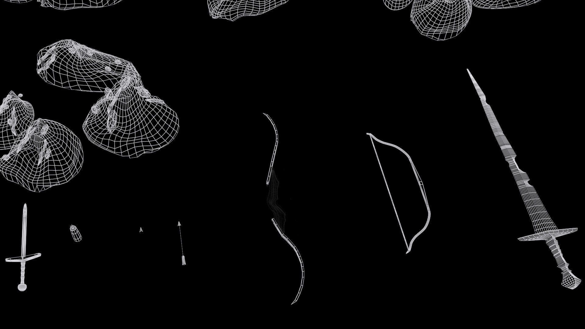 Medieval Weapon and Item pack Low-poly 3D model_10