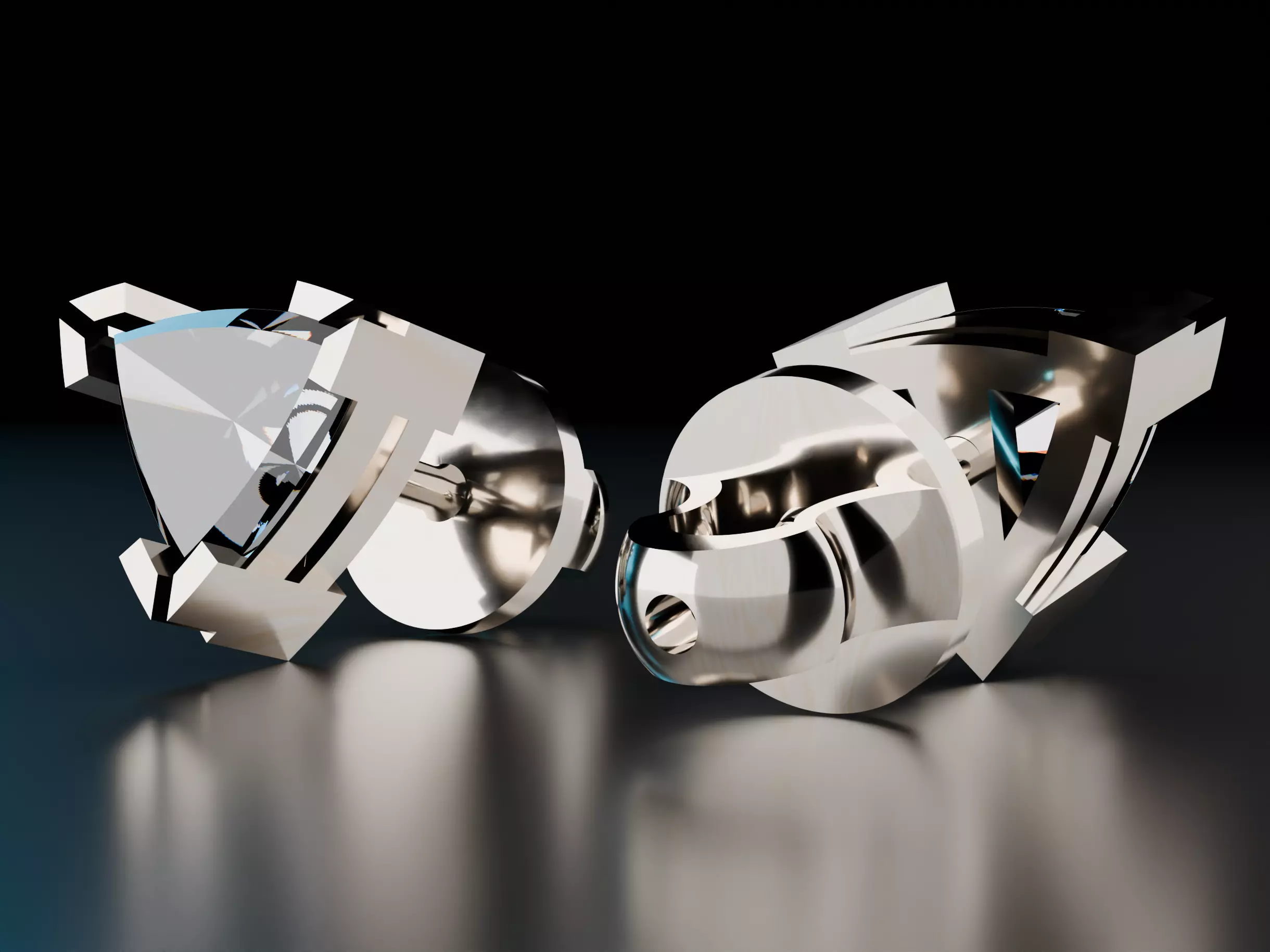 Shape Stud Triangle Earrings 3D print model_0