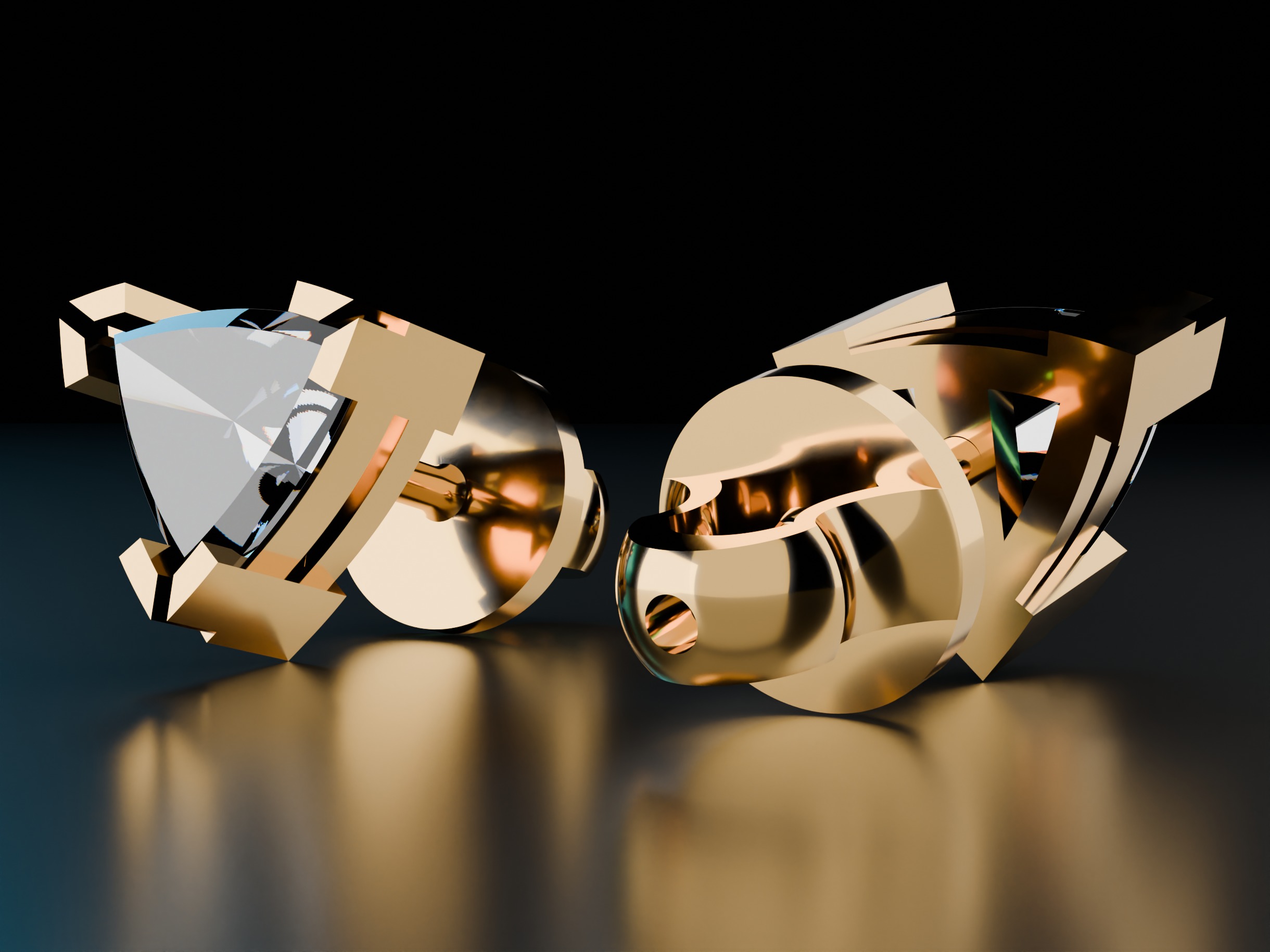 Shape Stud Triangle Earrings 3D print model_6