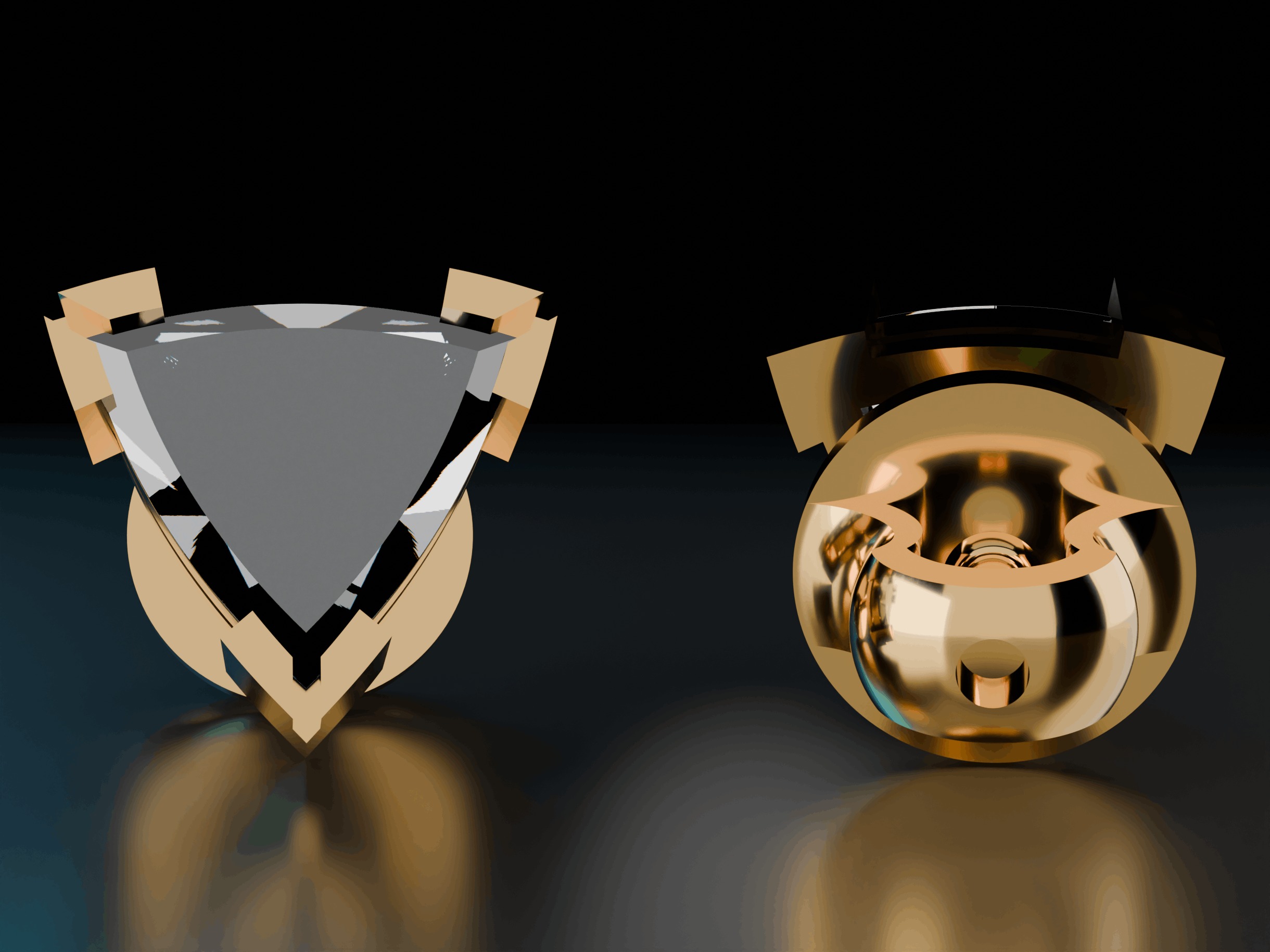 Shape Stud Triangle Earrings 3D print model_1